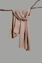 Handwoven & Handspun Pure Pashmina Shawl – Natural Jaal Border