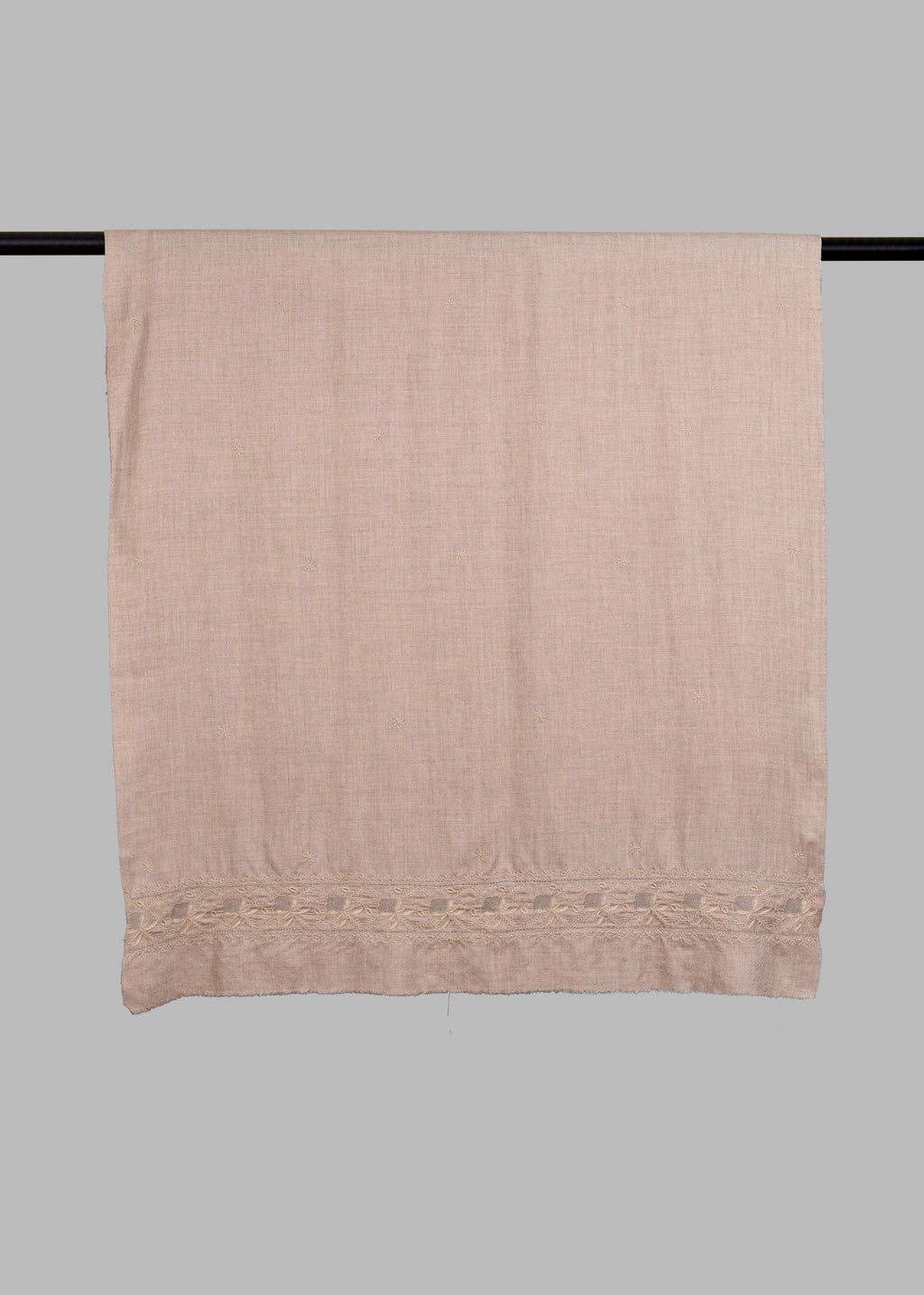 Handwoven & Handspun Pure Pashmina Shawl – Natural Jaal Border