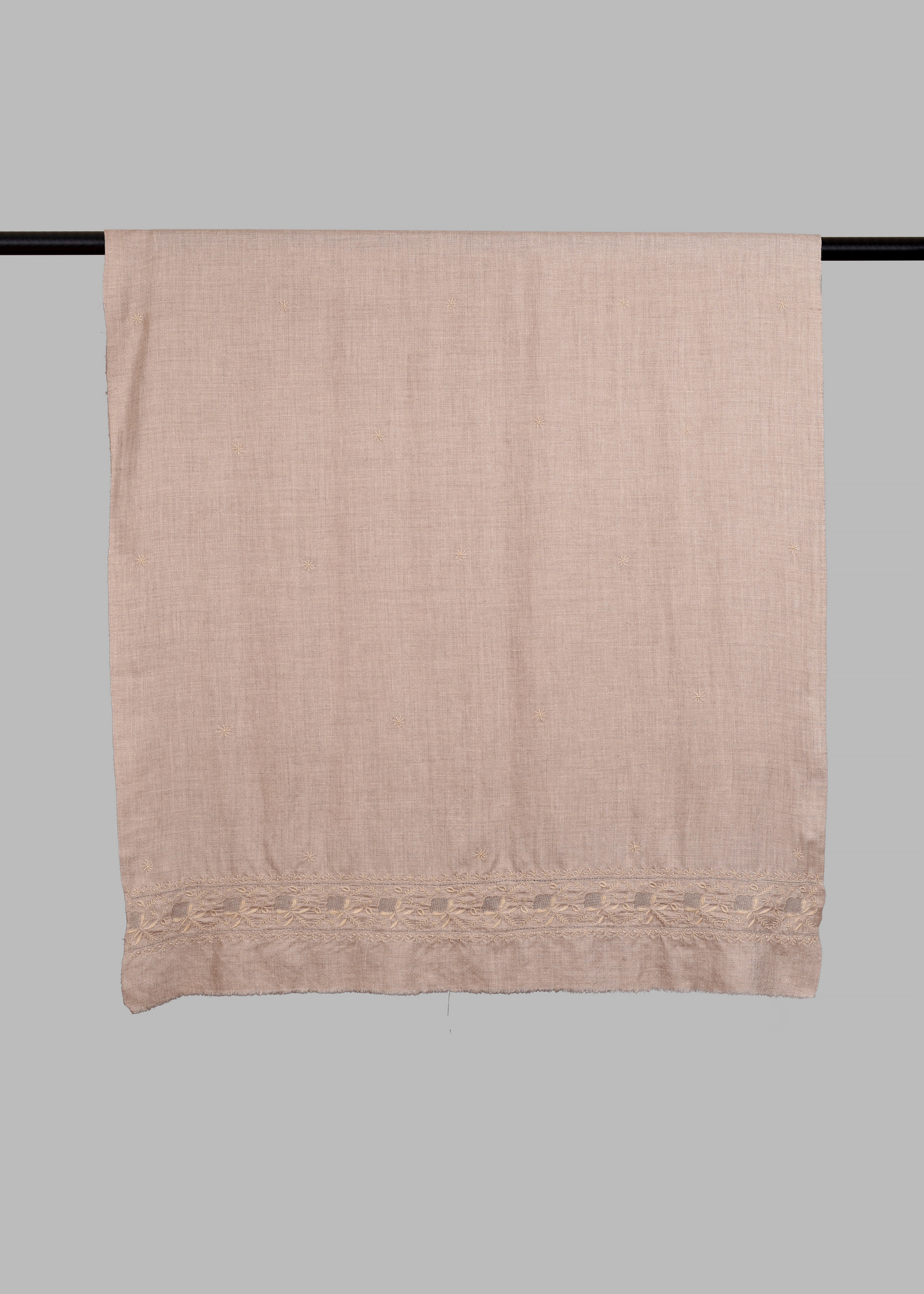Handwoven & Handspun Pure Pashmina Shawl – Natural Jaal Border