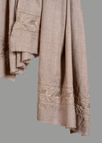 Handwoven & Handspun Pure Pashmina Shawl – Natural Jaal Border