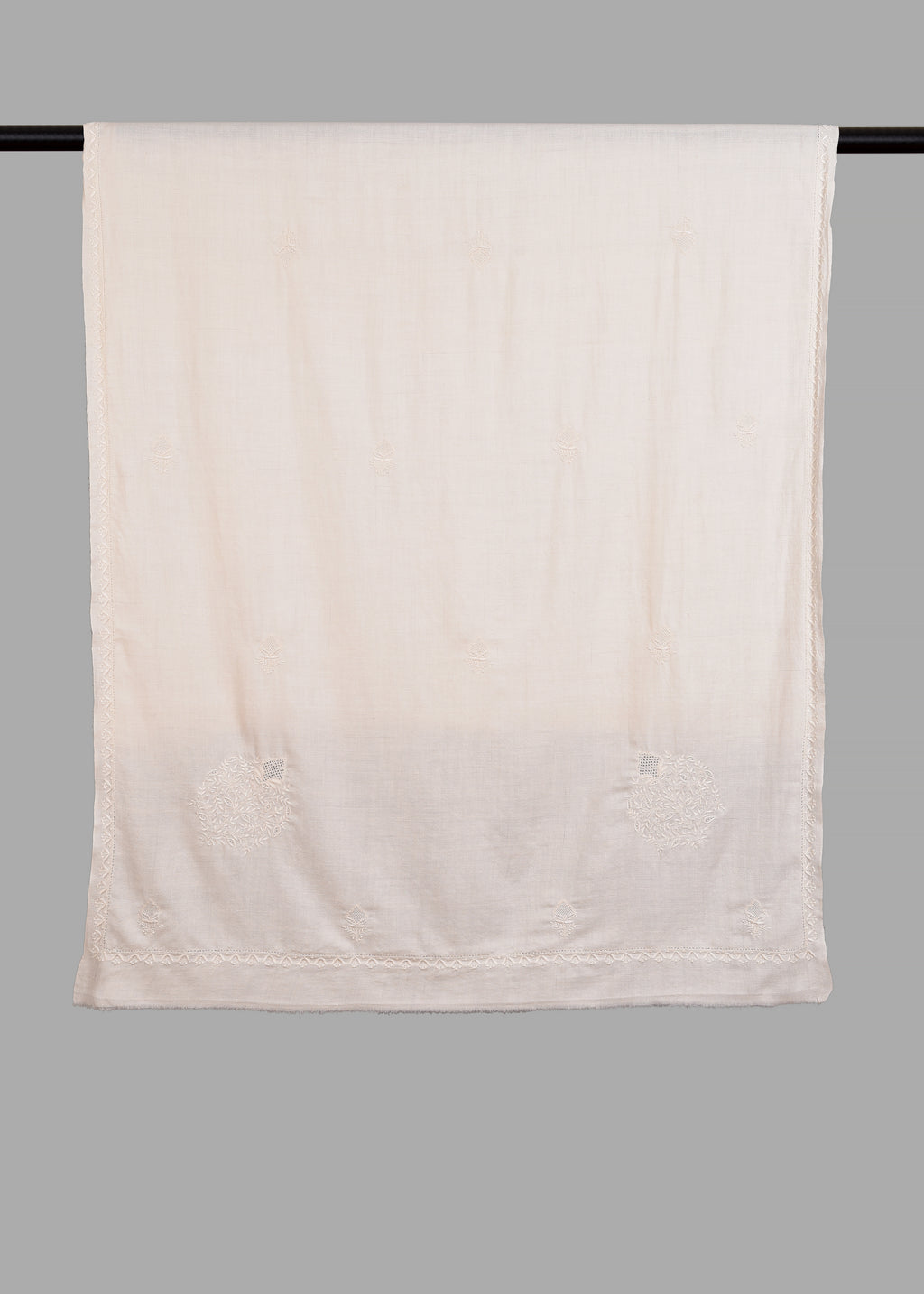Handwoven & Handspun Pure Pashmina Shawl – Ivory Texture