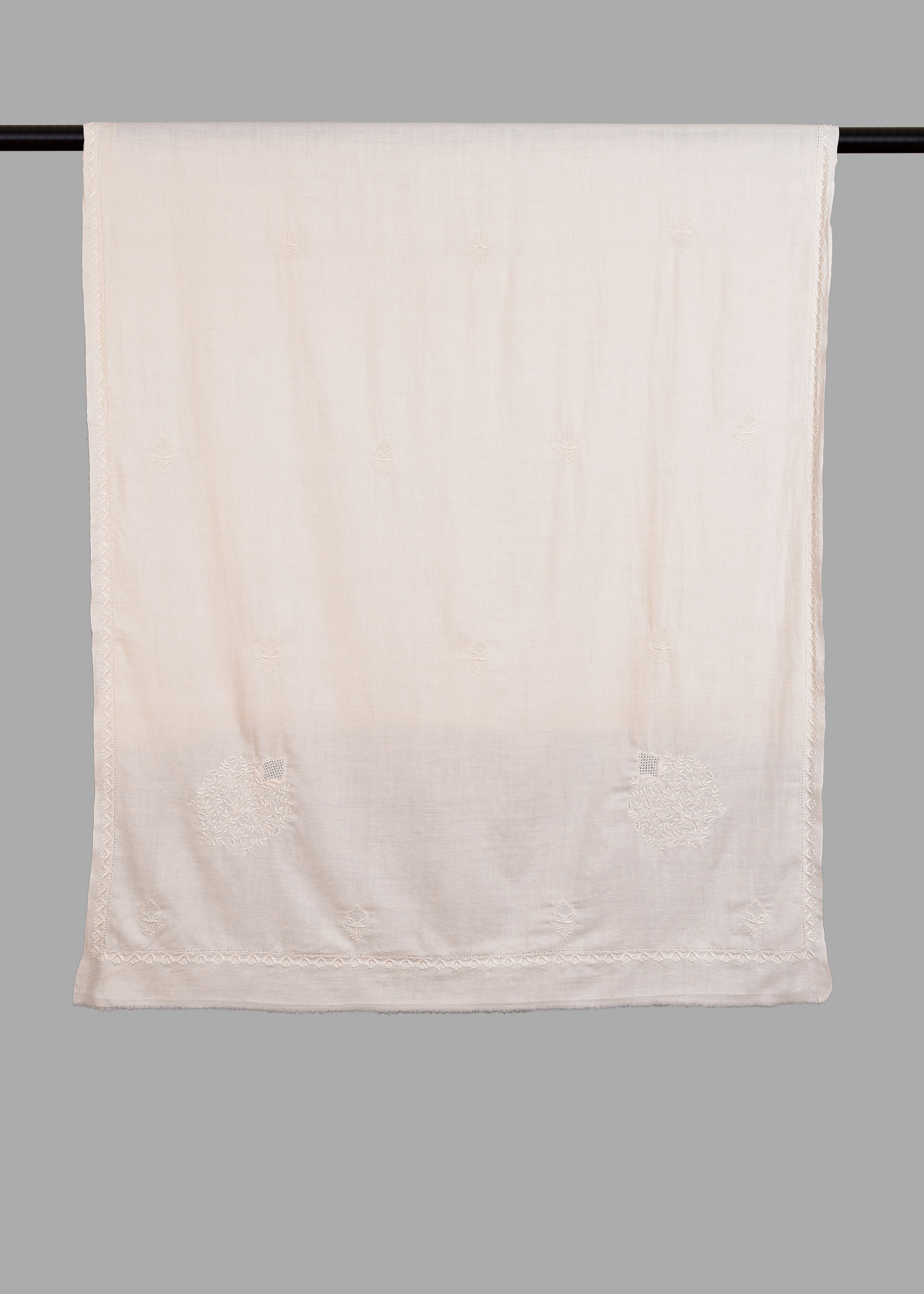 Handwoven & Handspun Pure Pashmina Shawl – Ivory Texture
