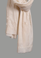 Handwoven & Handspun Pure Pashmina Shawl – Ivory Texture