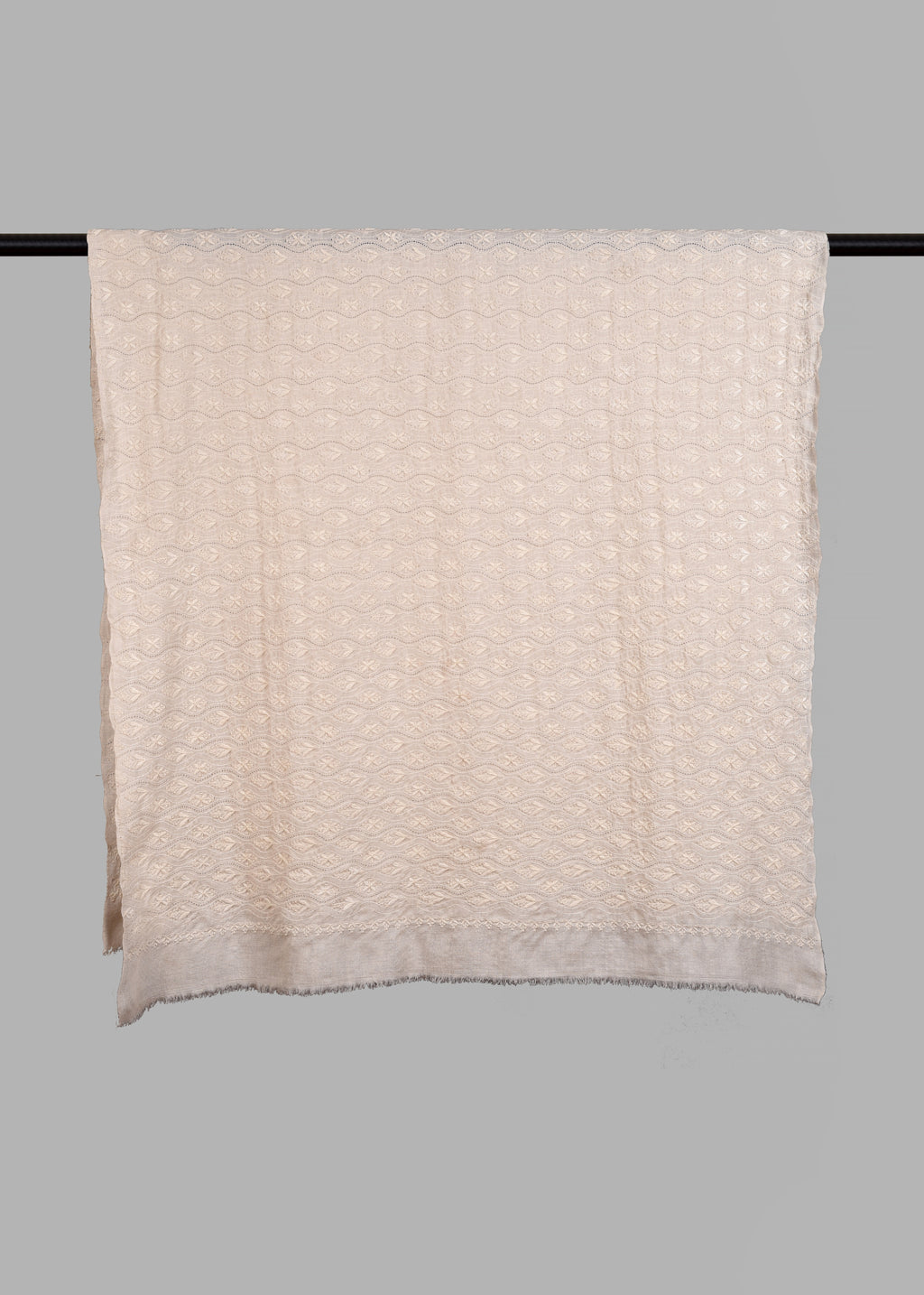 Handwoven & Handspun Pure Pashmina Shawl – Ivory Mirage