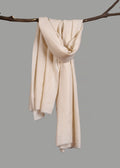 Handwoven & Handspun Pure Pashmina Shawl – Soft Ecru
