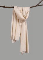 Handwoven & Handspun Pure Pashmina Shawl – Soft Ecru