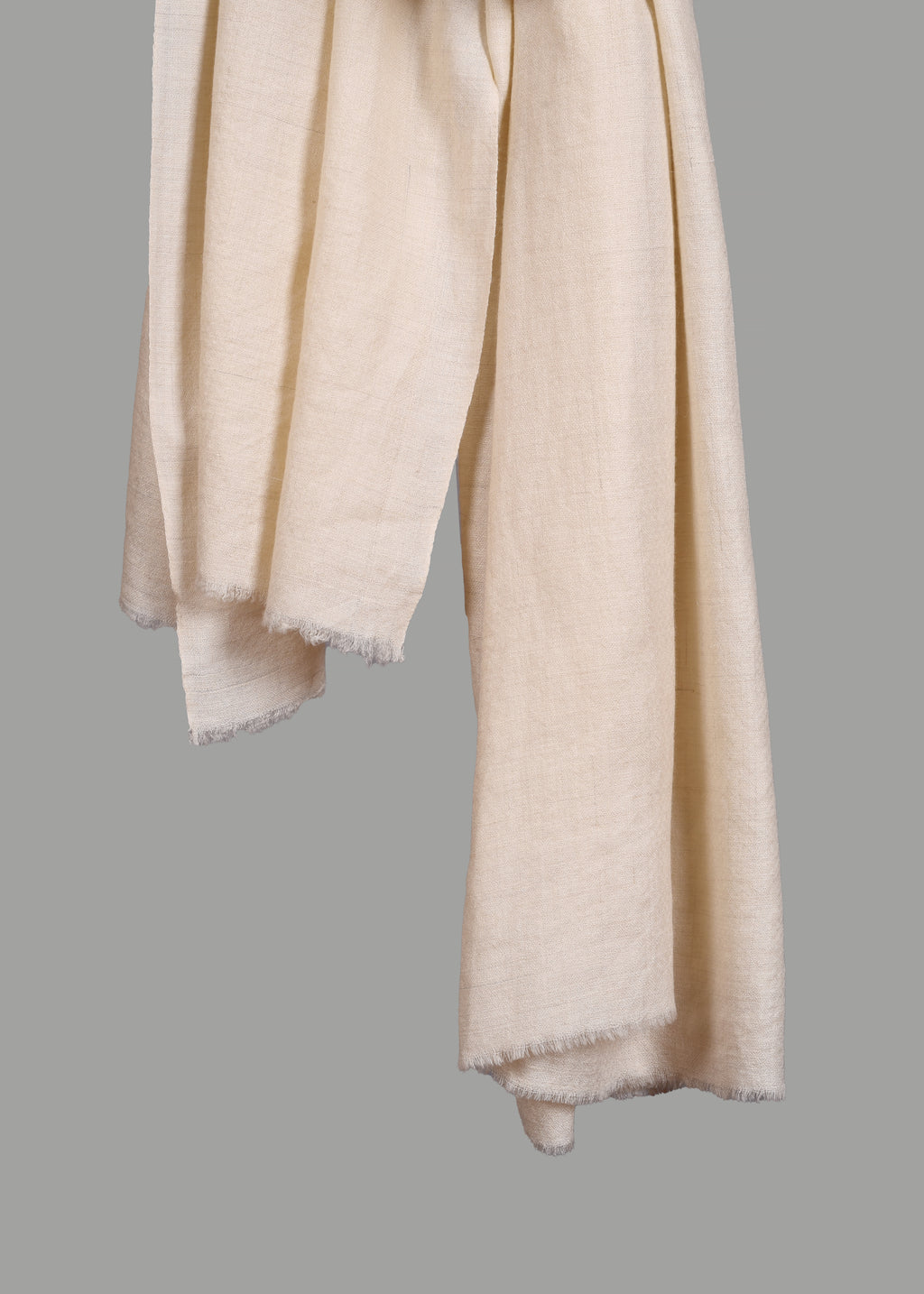 Handwoven & Handspun Pure Pashmina Shawl – Soft Ecru