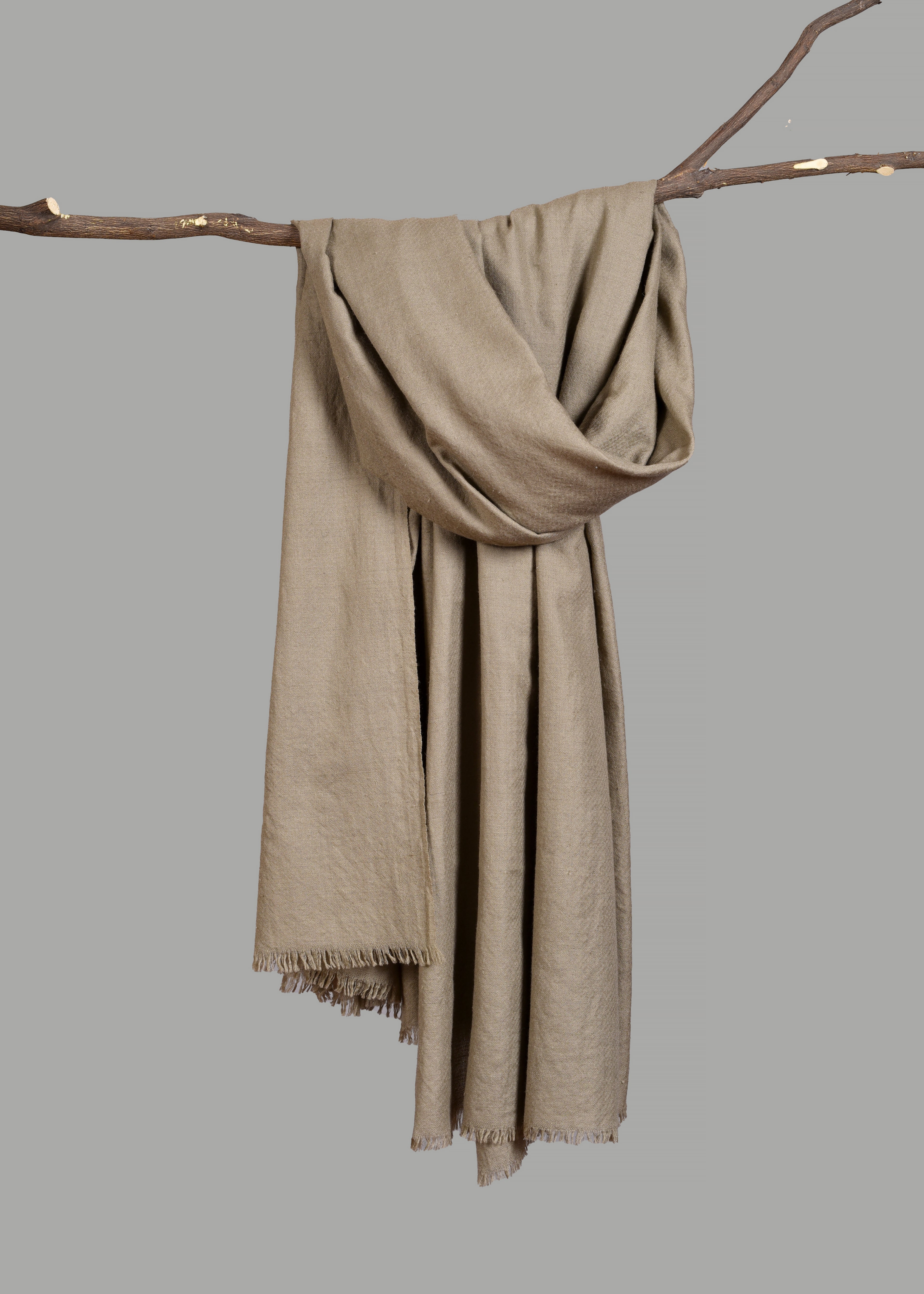 Handwoven & Handspun Pure Pashmina Mardana Shawl – Stone Dusk