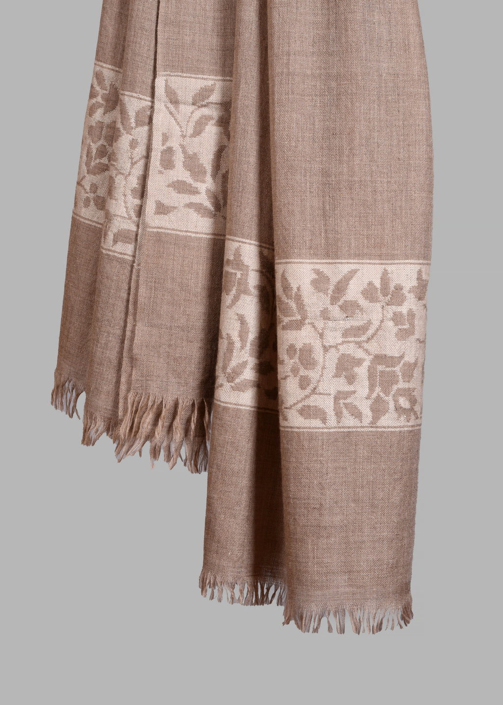 Handwoven Pure Pashmina Kani Stole – Classic Floral Border