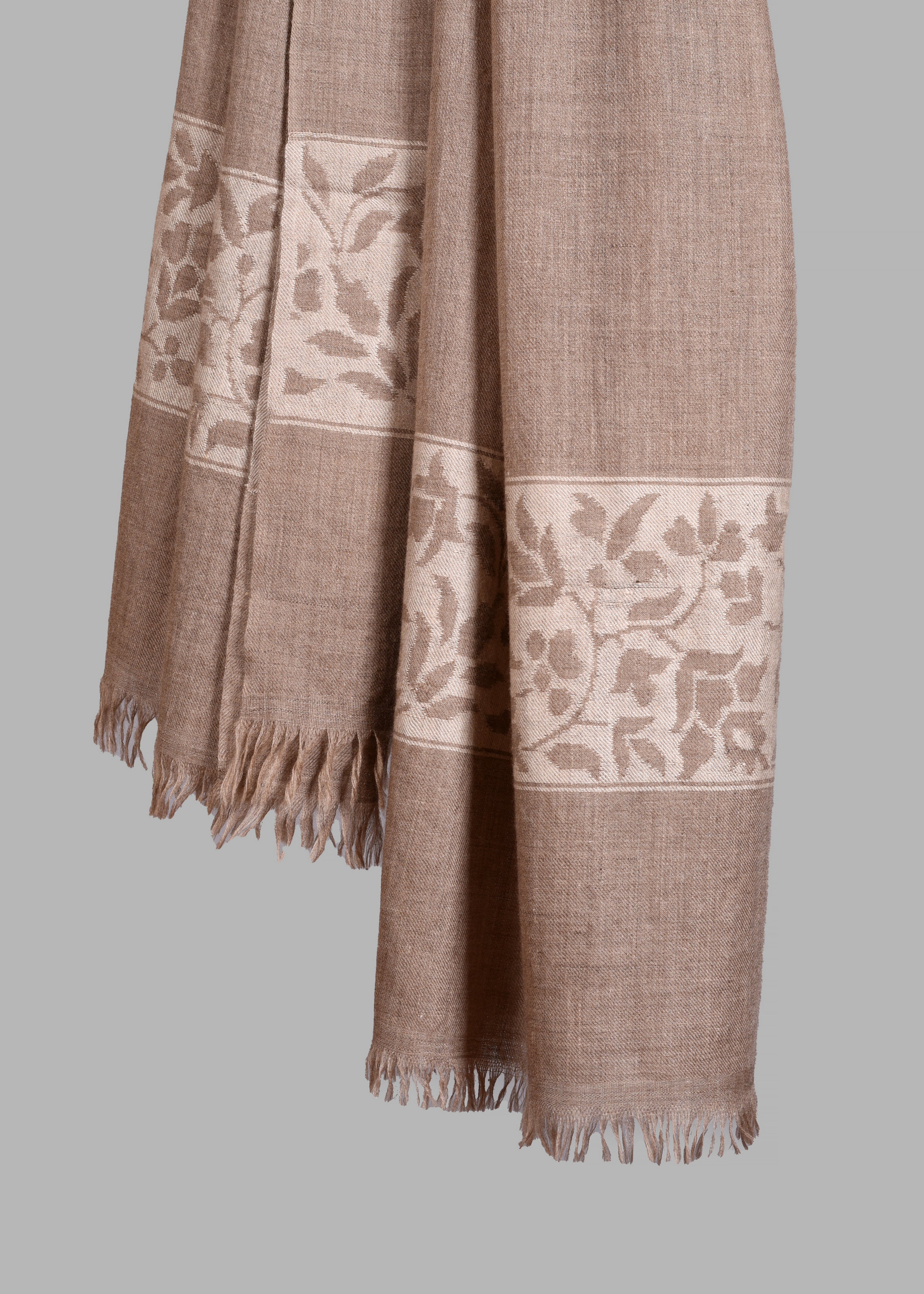 Handwoven Pure Pashmina Kani Stole – Classic Floral Border