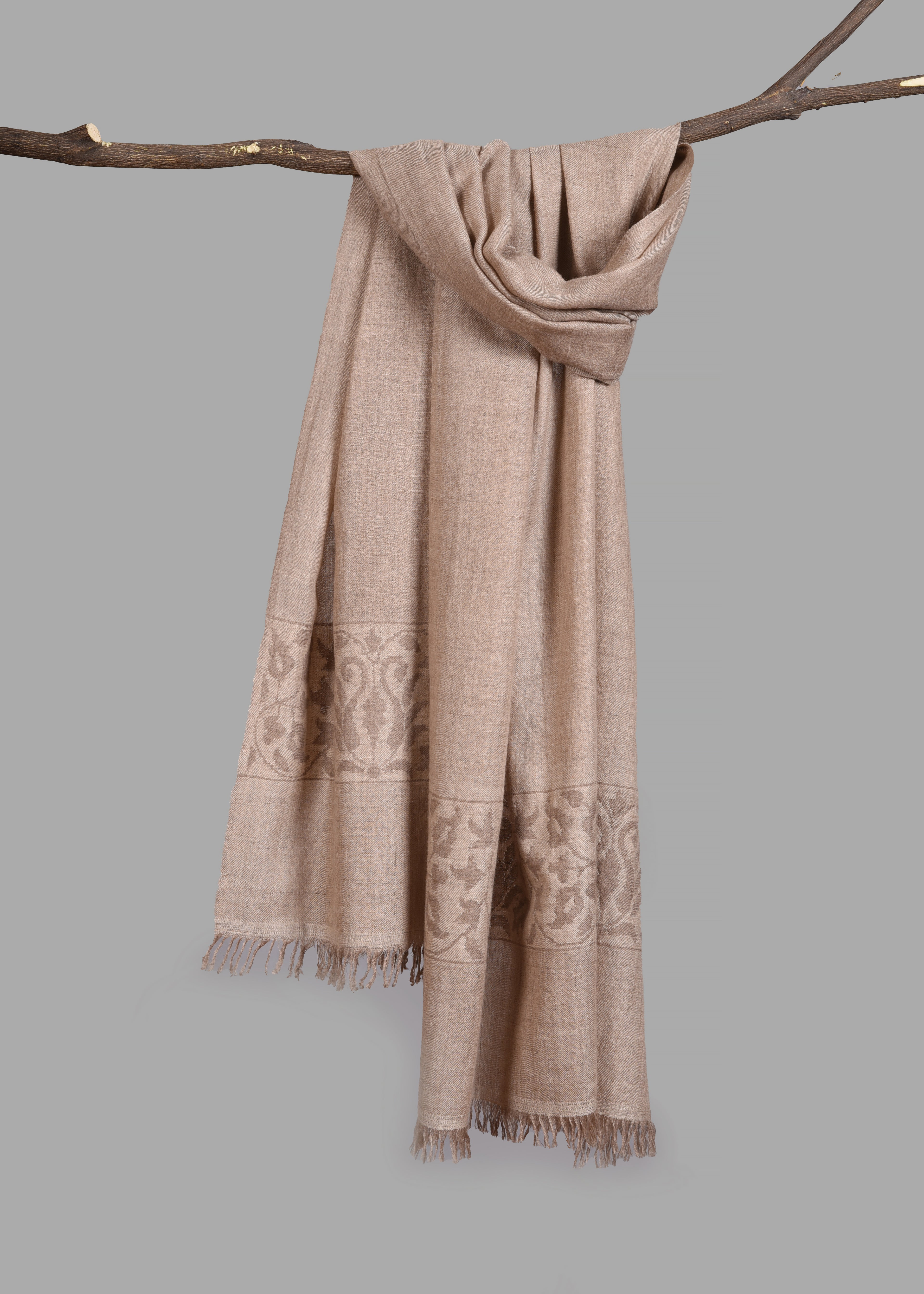 Handwoven Pure Pashmina Kani Stole – Heritage Vine Motif