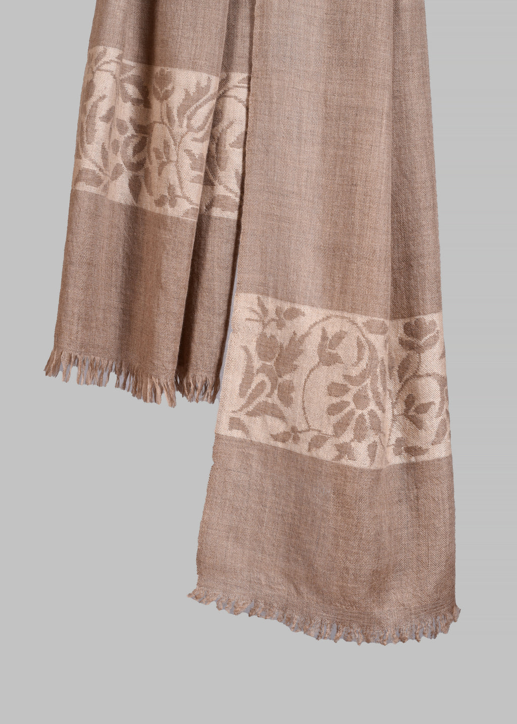 Handwoven Pure Pashmina Kani Stole – Ornamental Vine Border