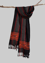 Kullu Handwoven Woollen Stole – Black with Charcoal Accents