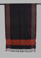 Kullu Handwoven Woollen Stole – Black with Charcoal Accents