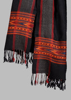 Kullu Handwoven Woollen Stole – Black with Charcoal Accents