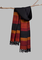 Kullu Handwoven Woollen Stole – Dark Rustic Bands