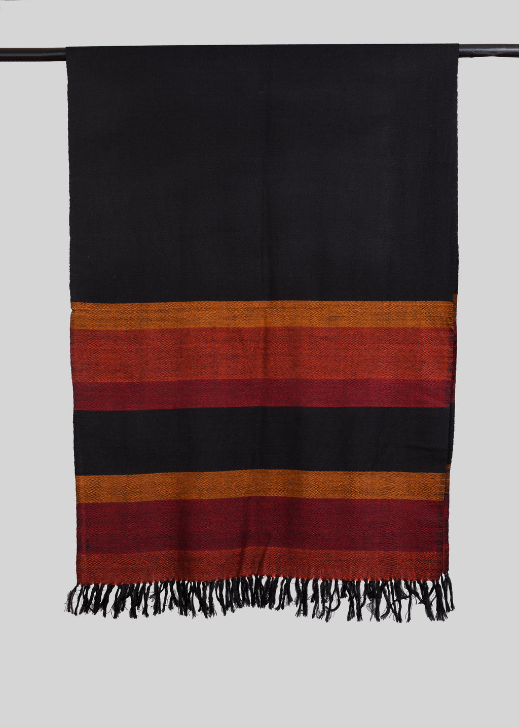 Kullu Handwoven Woollen Stole – Dark Rustic Bands