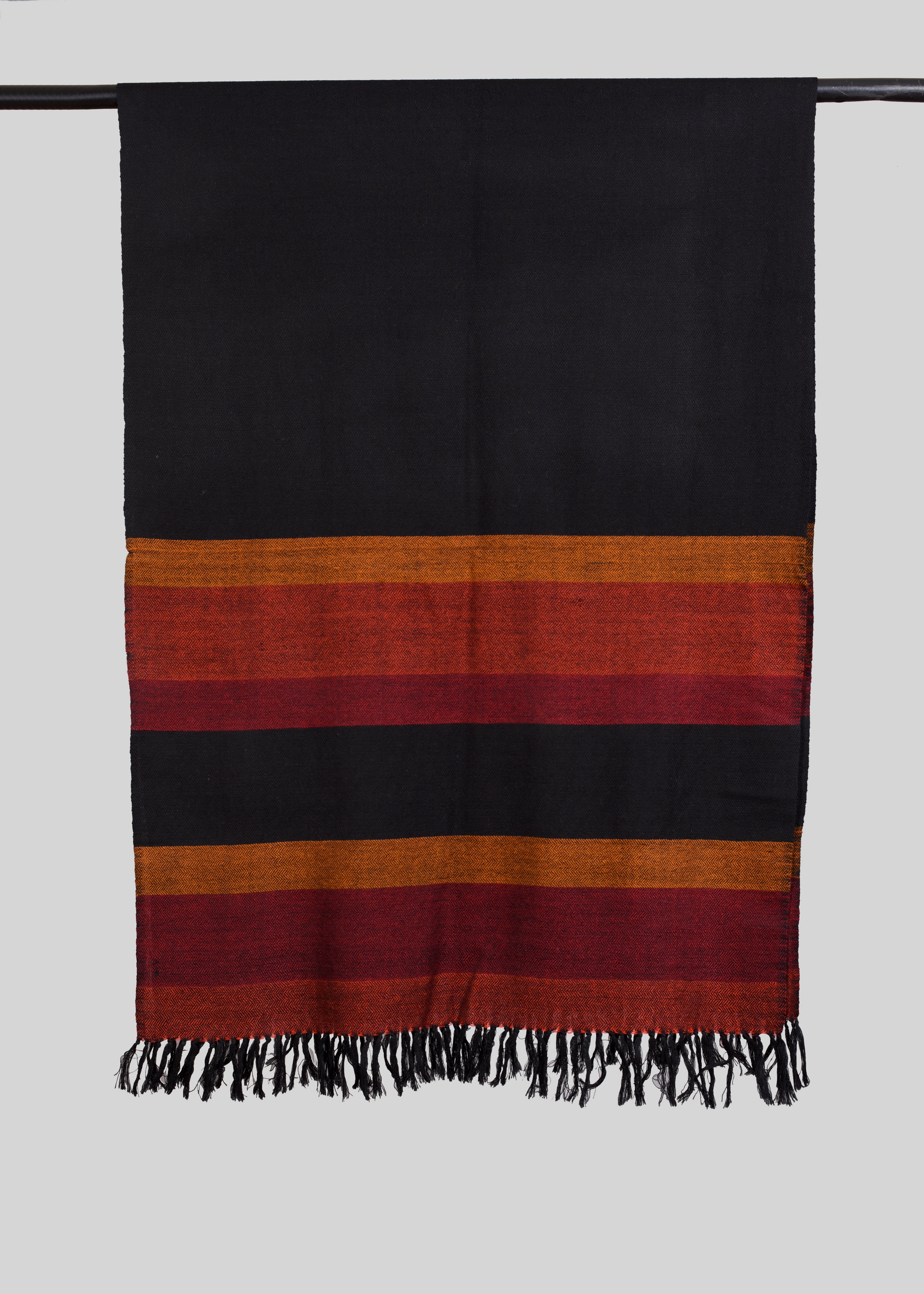 Kullu Handwoven Woollen Stole – Dark Rustic Bands