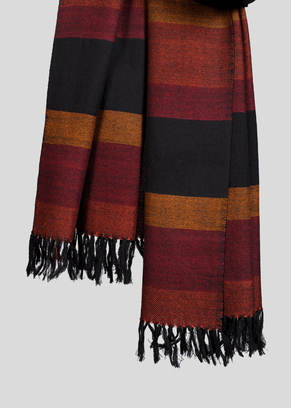 Kullu Handwoven Woollen Stole – Dark Rustic Bands