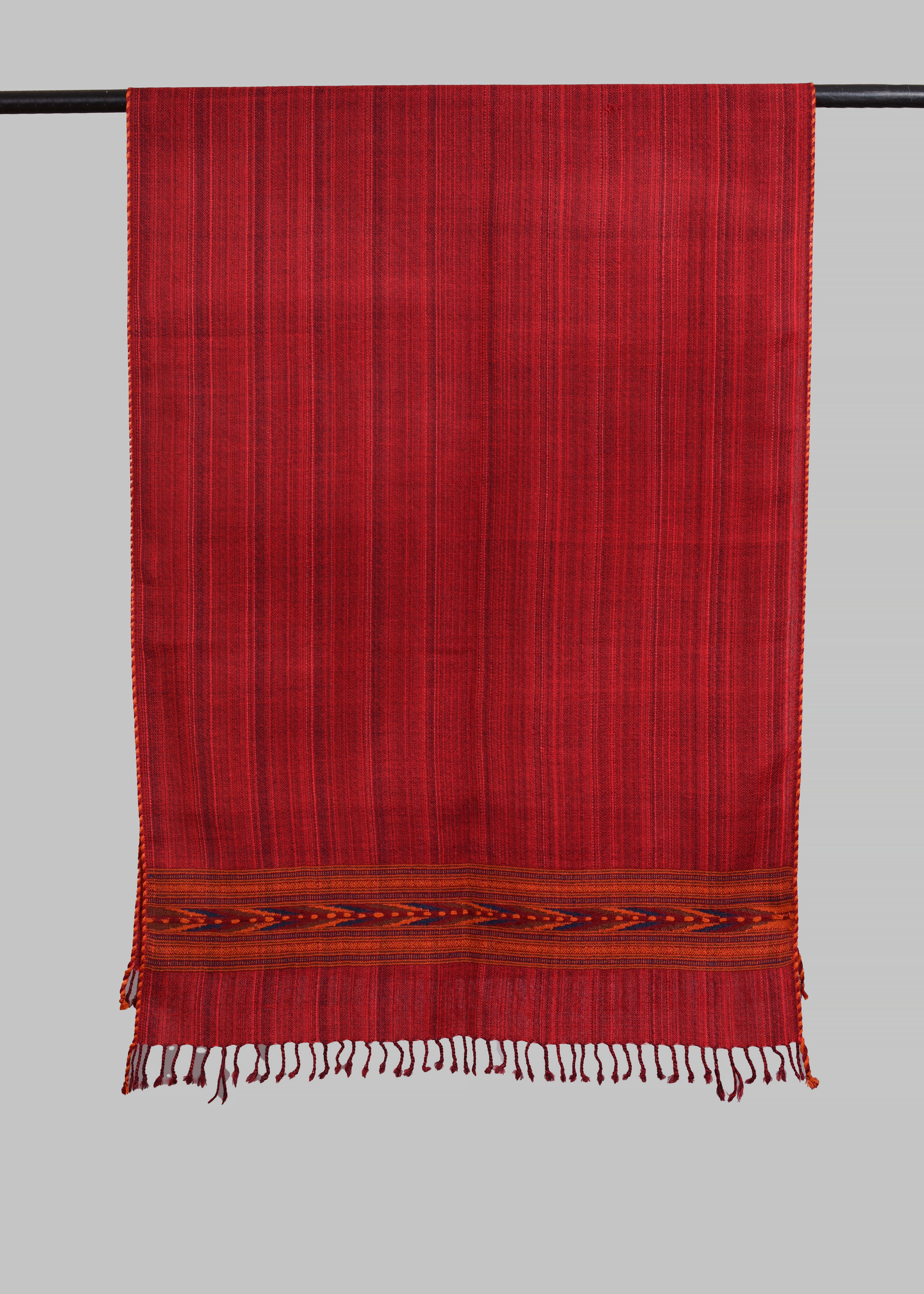 Kullu Handwoven Woollen Stole – Heritage Red