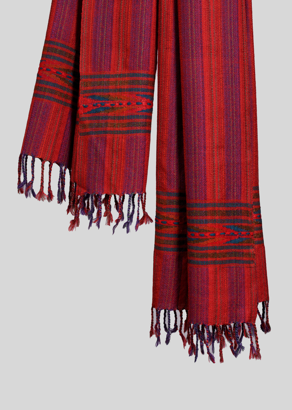 Kullu Handwoven Woollen Stole – Dual tone Crimson Purple