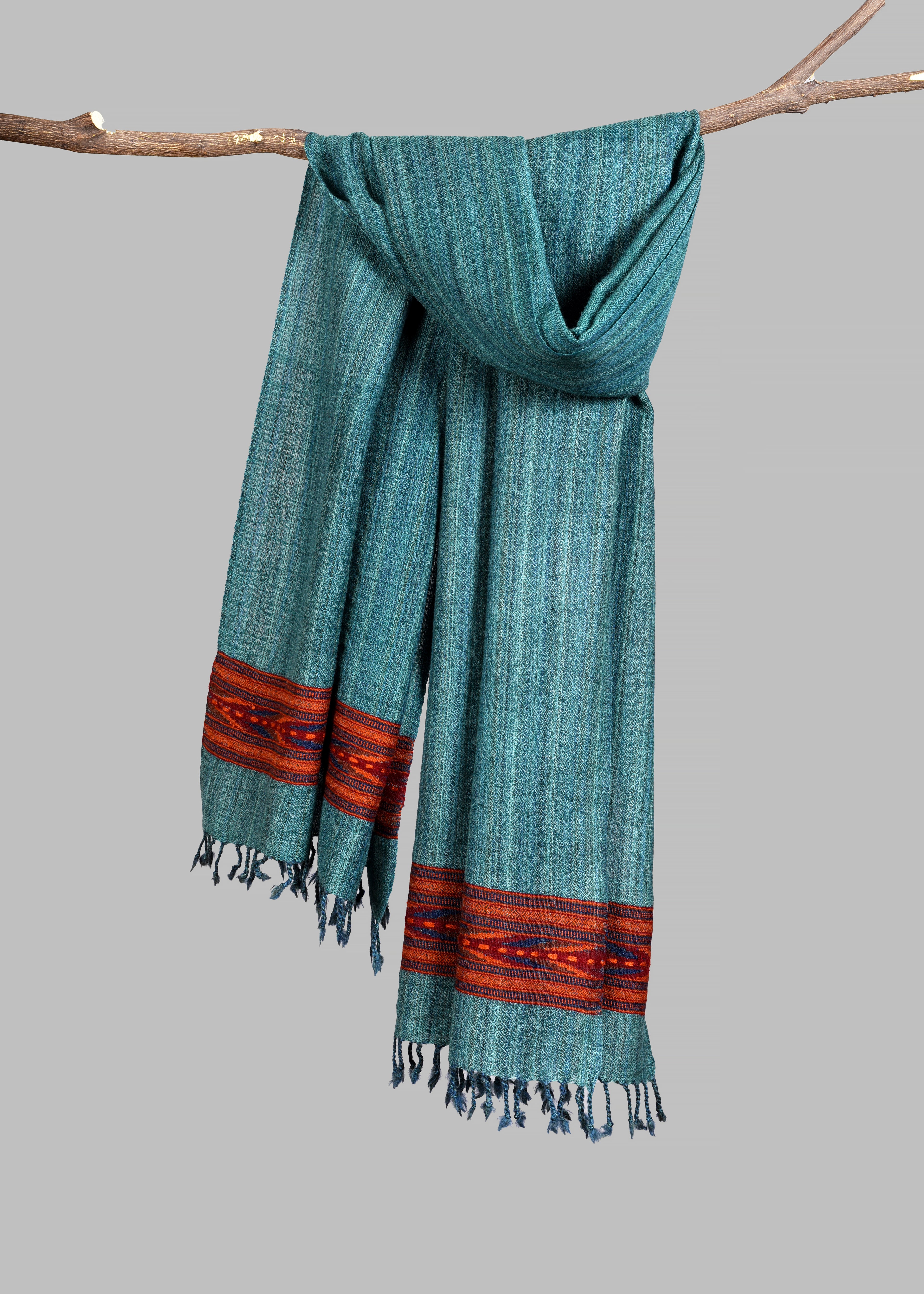 Kullu Handwoven Woollen Stole – Deep Sea Teal