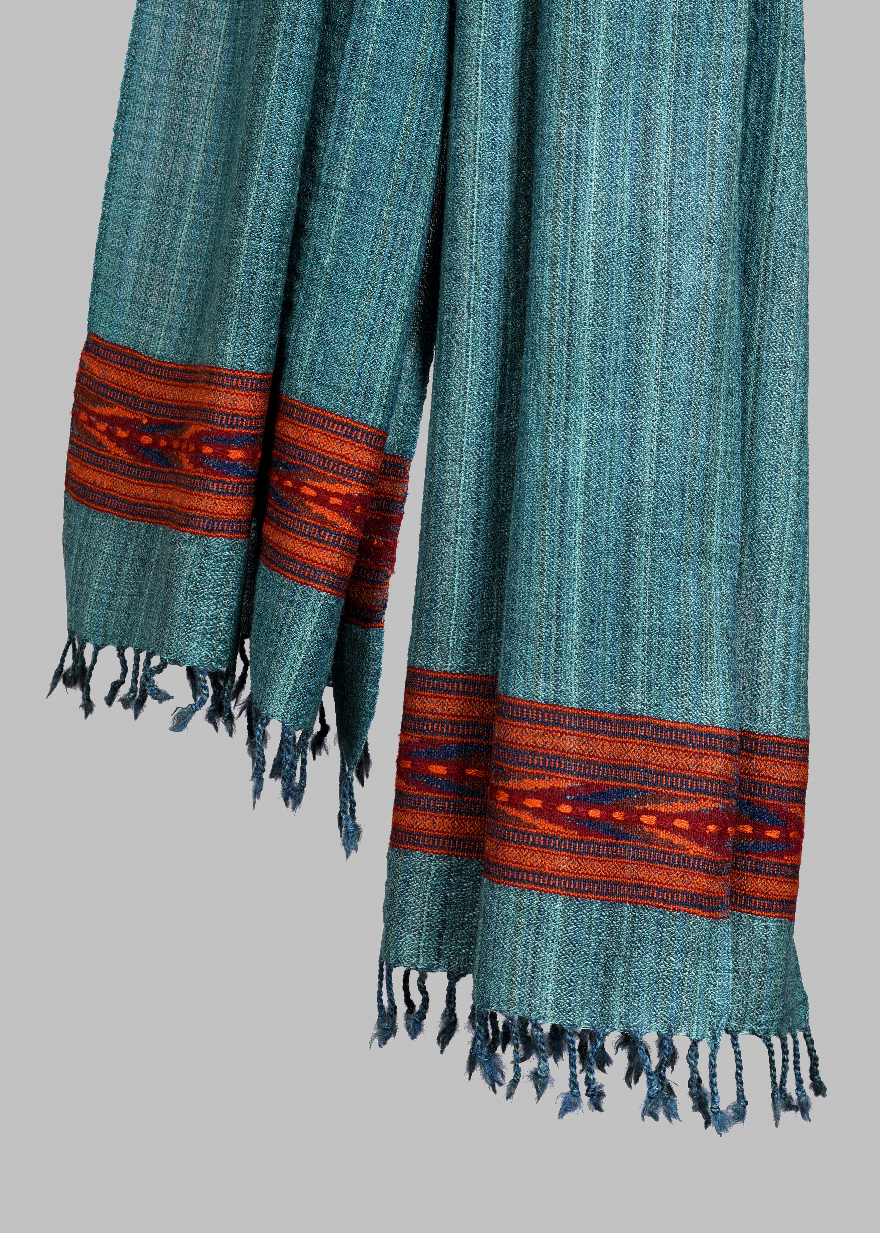 Kullu Handwoven Woollen Stole – Deep Sea Teal
