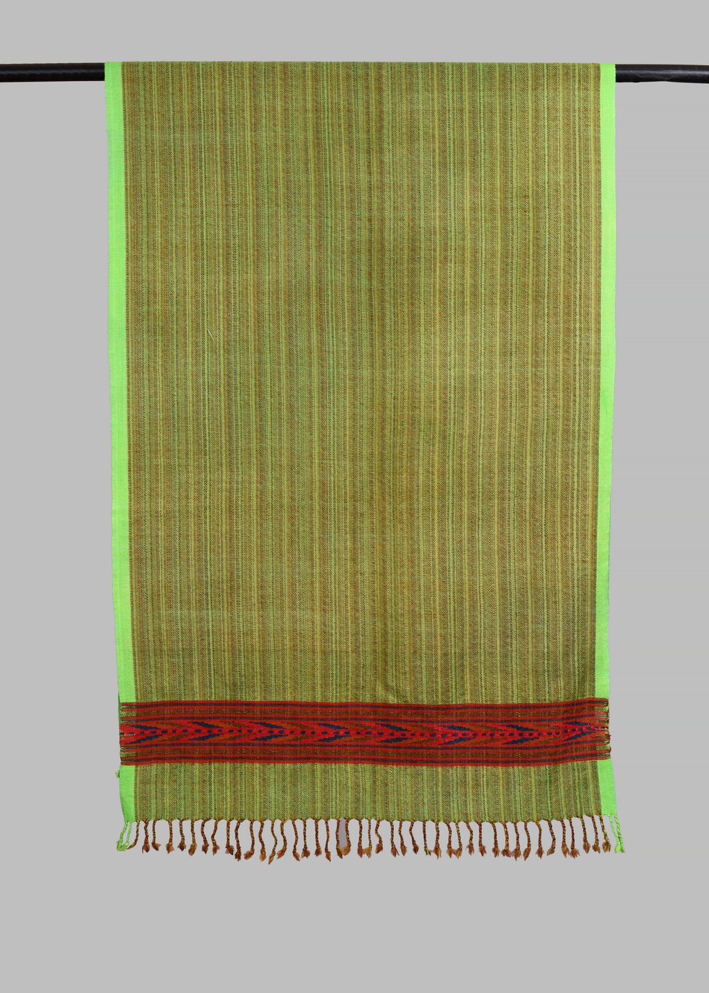Kullu Handwoven Woollen Stole – Parrot Green