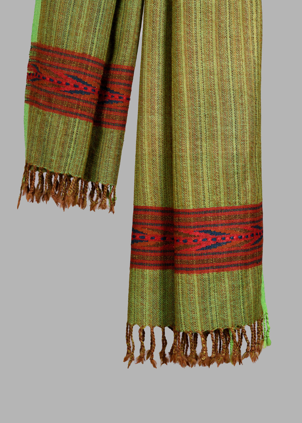 Kullu Handwoven Woollen Stole – Parrot Green