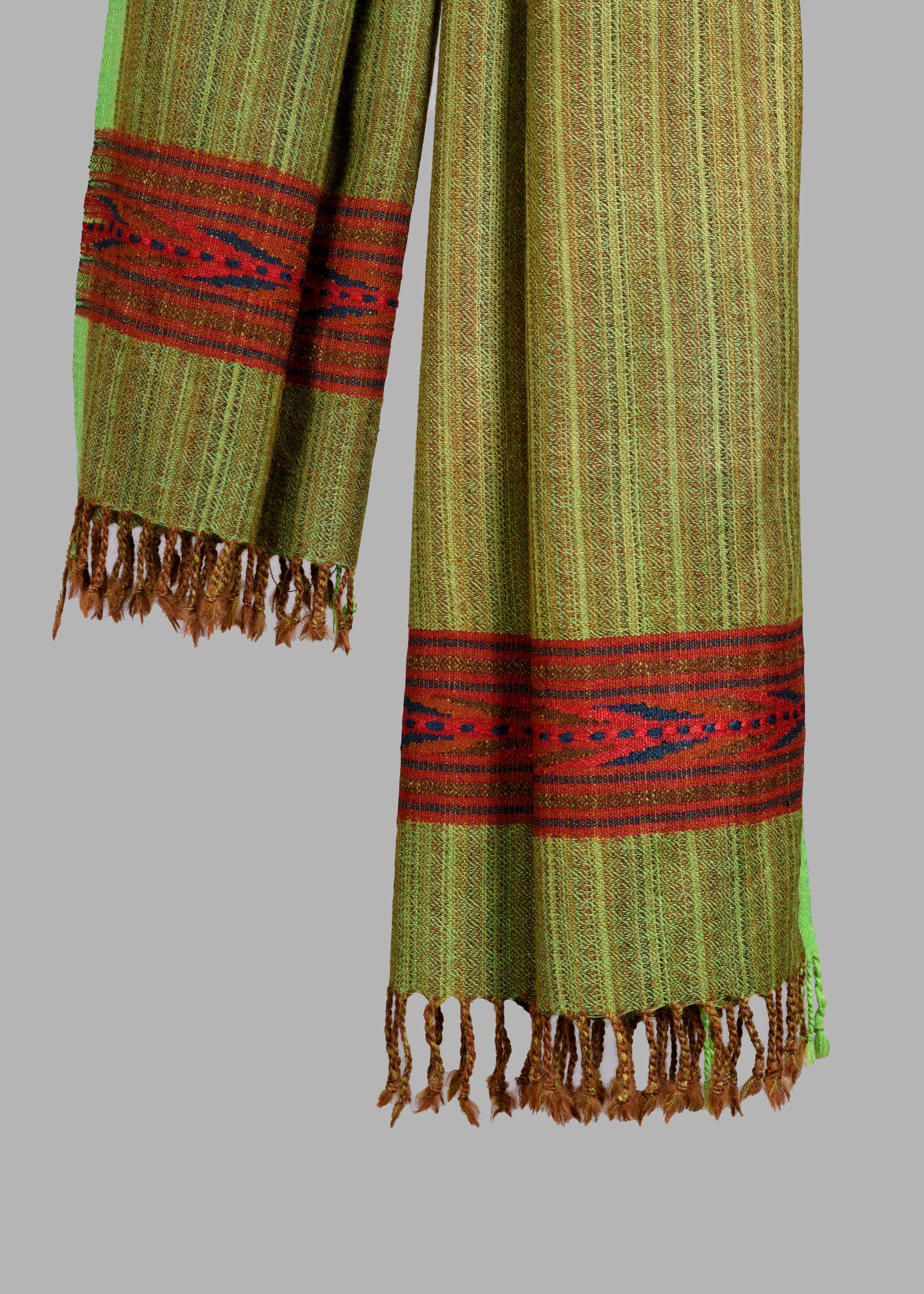 Kullu Handwoven Woollen Stole – Parrot Green