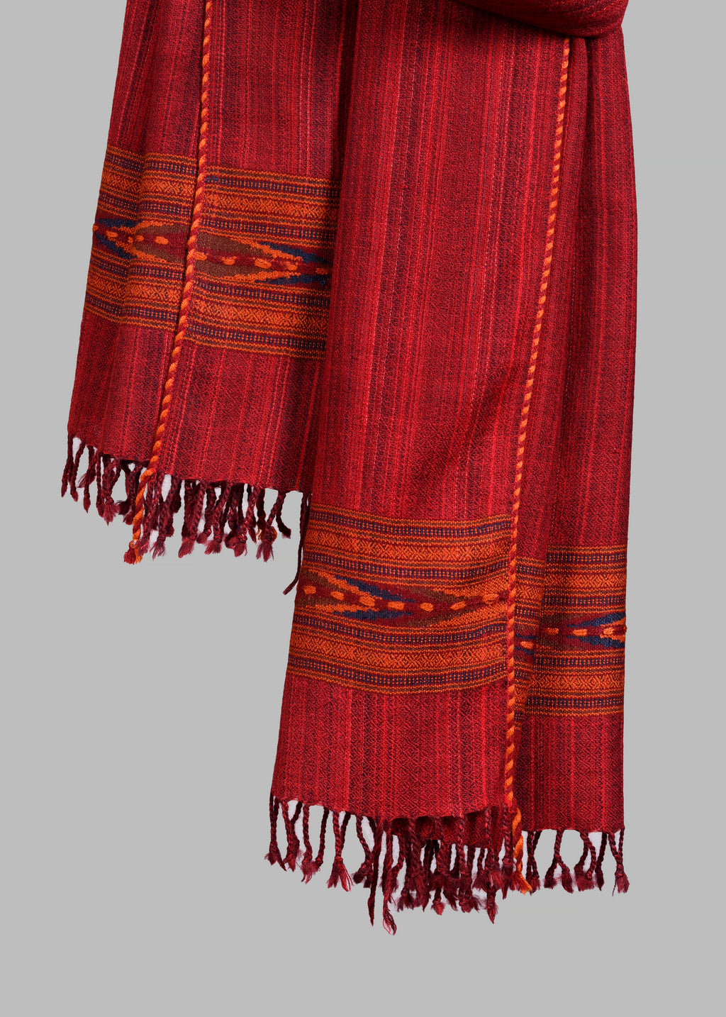 Kullu Handwoven Woollen Stole – Heritage Red