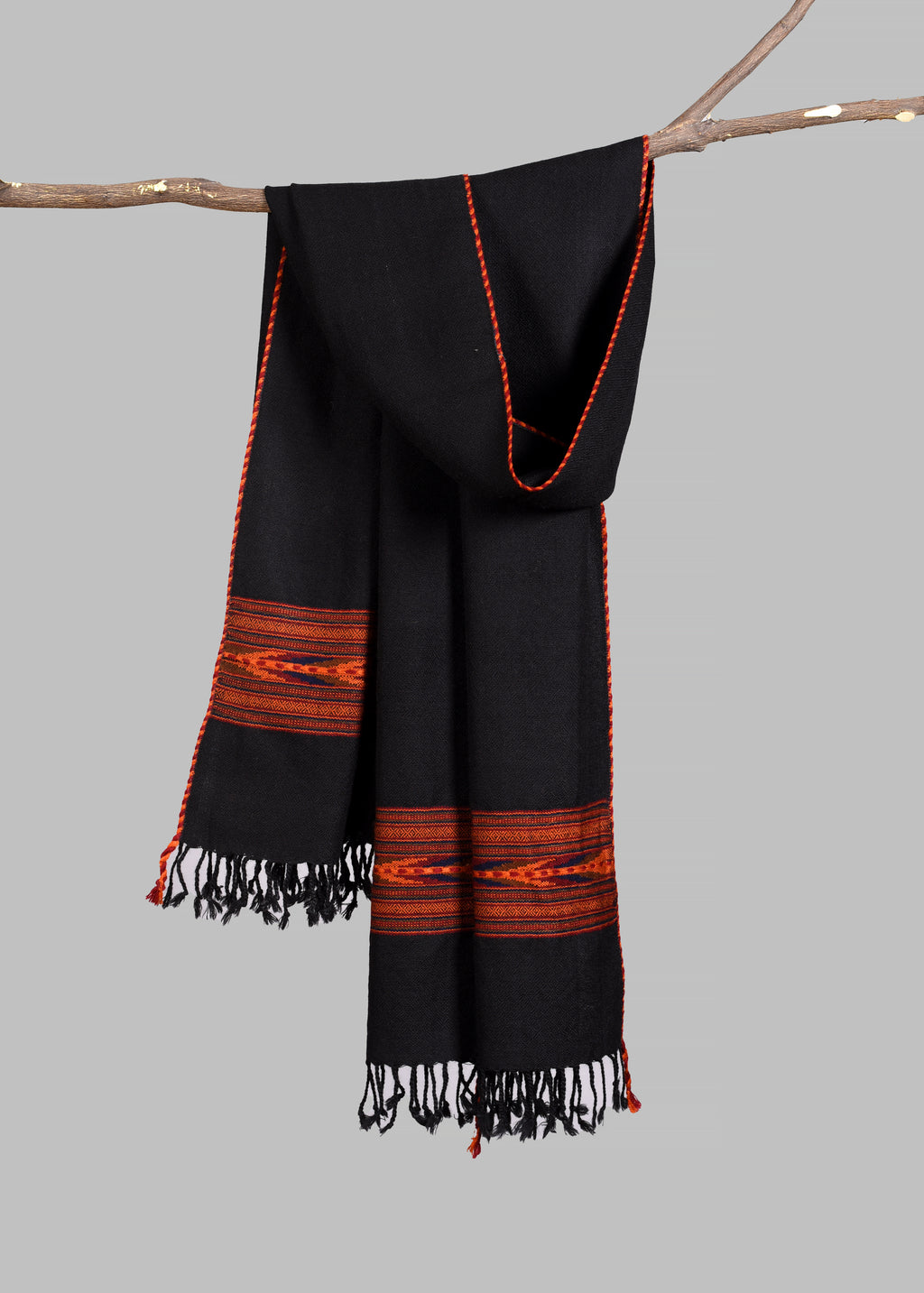 Kullu Handwoven Woollen Stole – Shadow Black