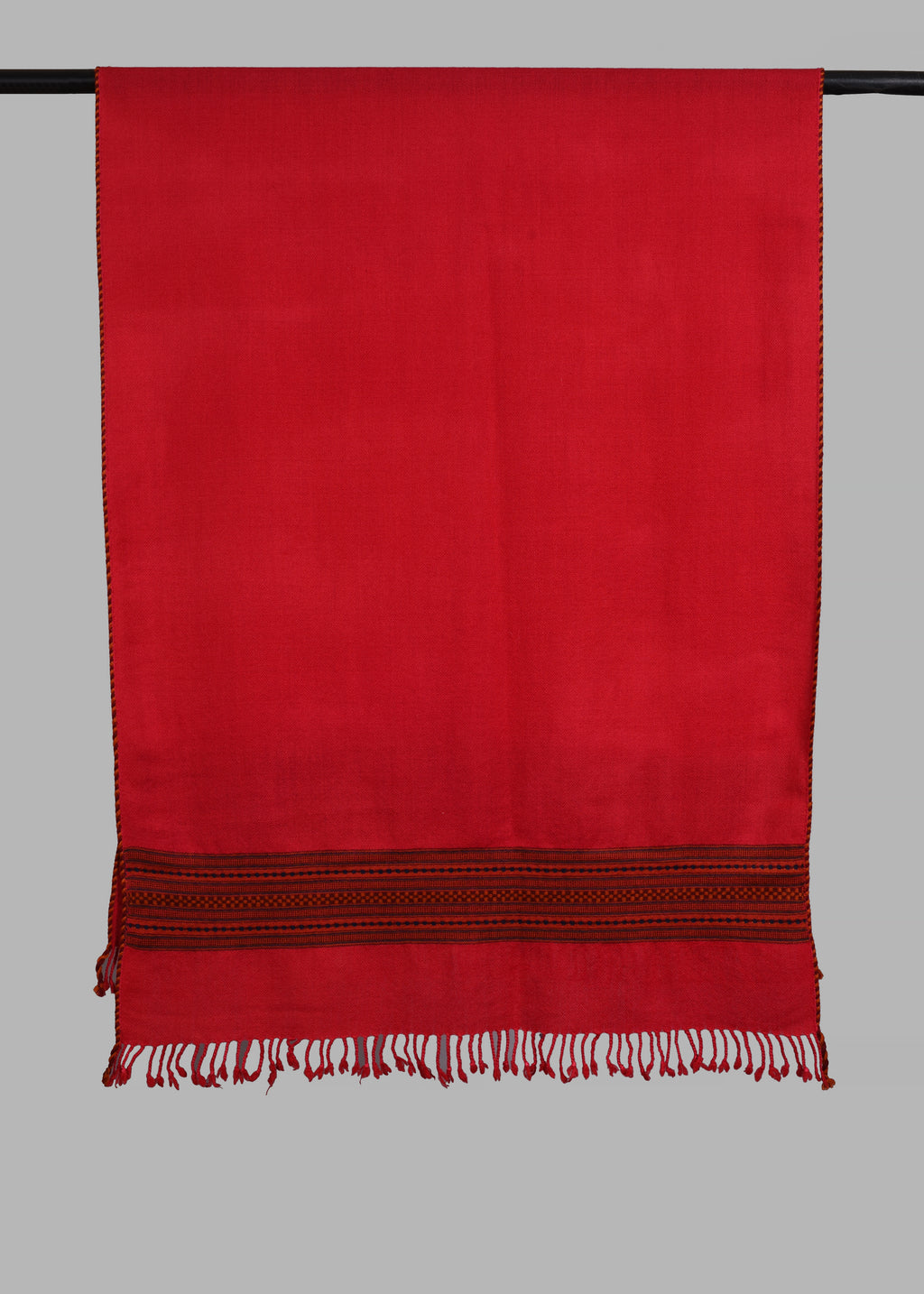 Kullu Handwoven Woollen Stole – Crimson Red