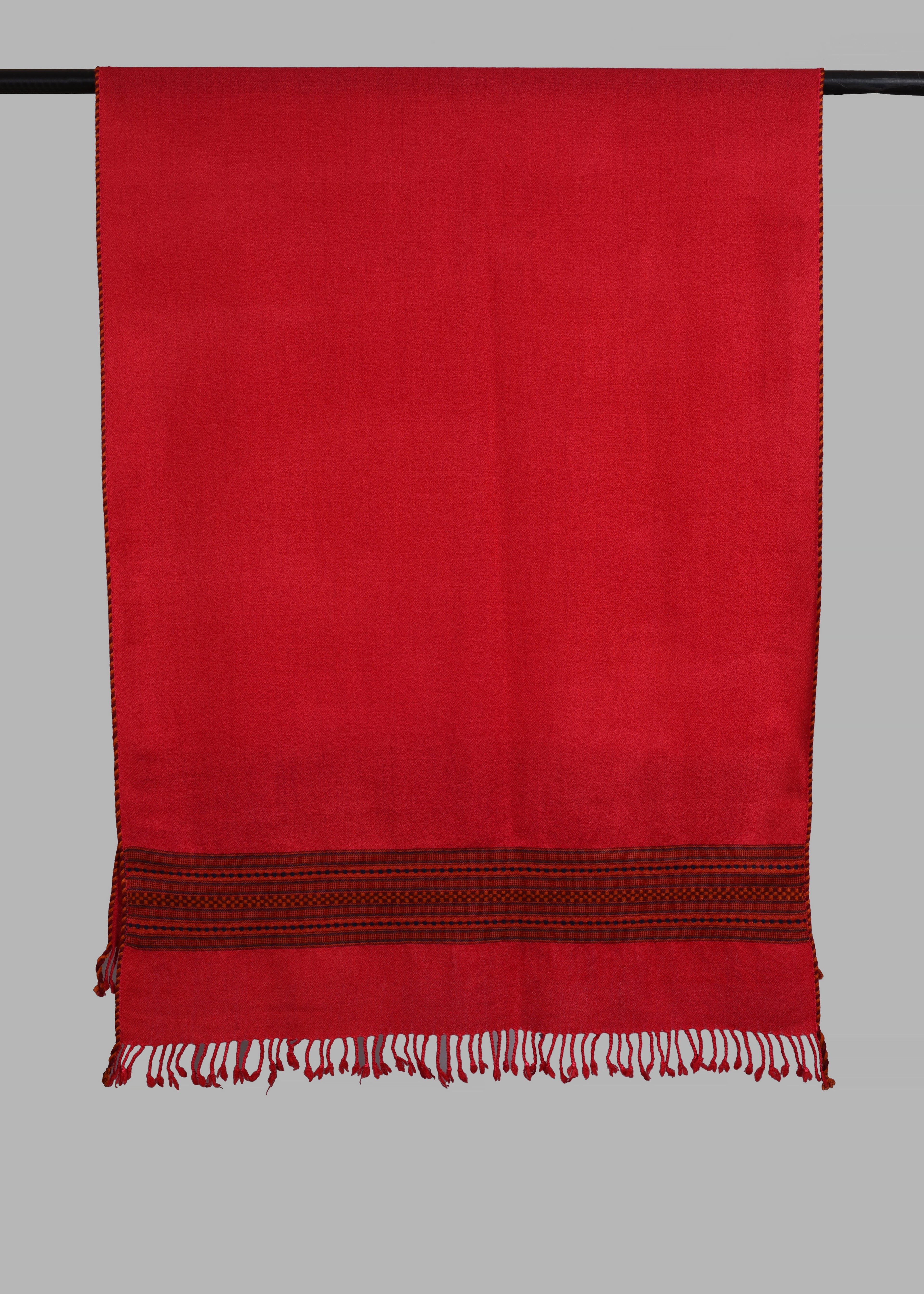Kullu Handwoven Woollen Stole – Crimson Red