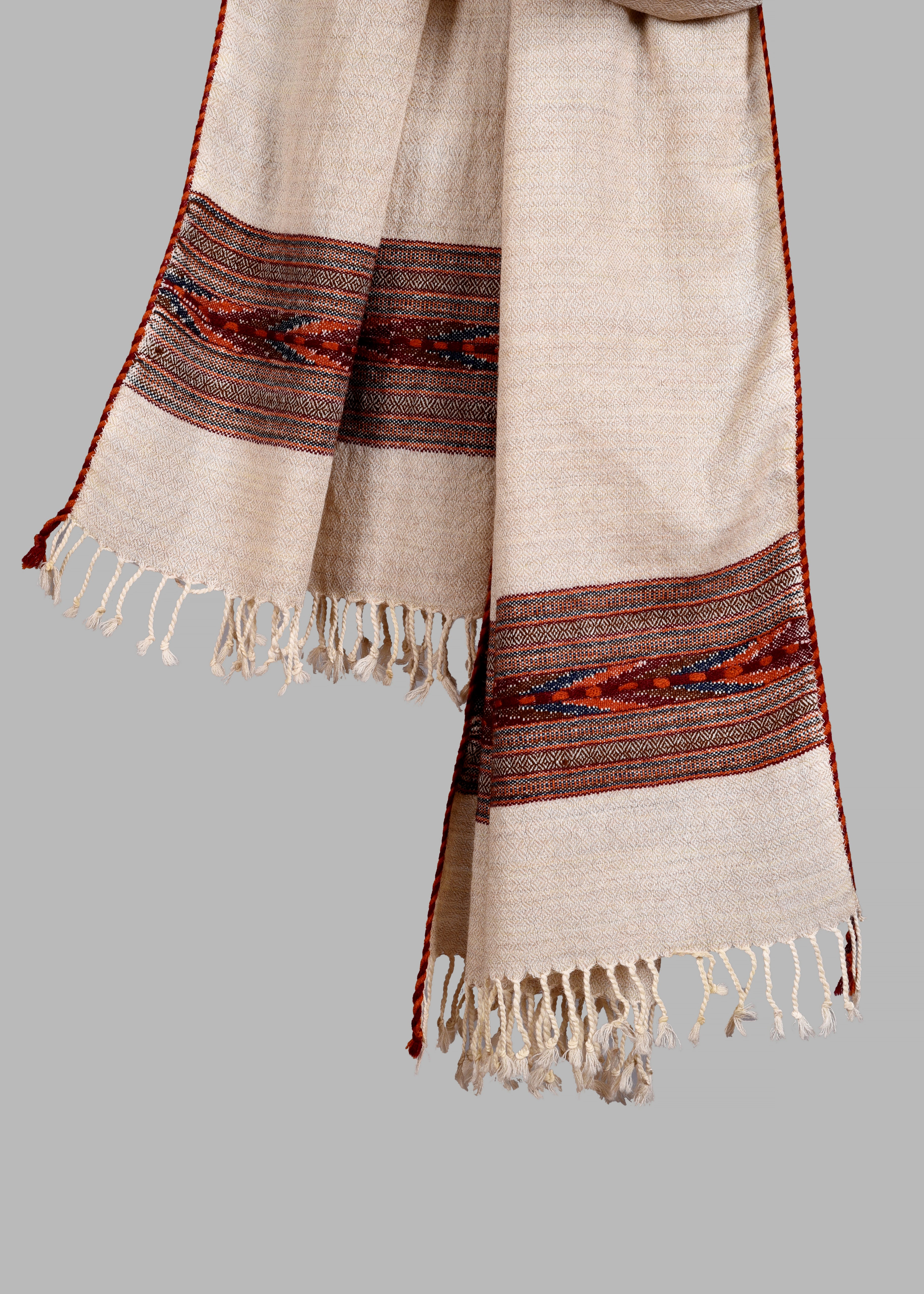 Kullu Handwoven Woollen Stole – Natural Beige
