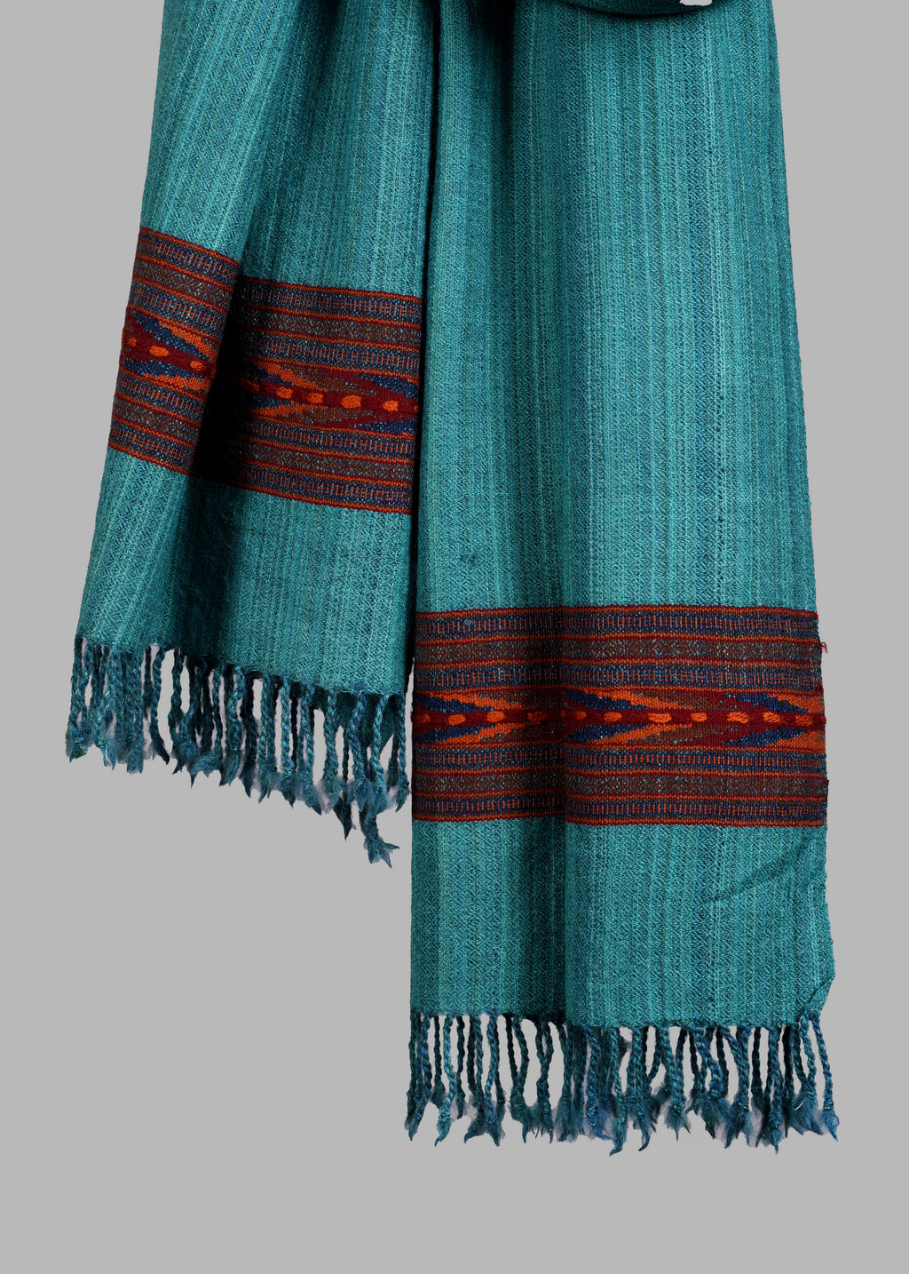 Kullu Handwoven Woollen Stole – Teal Tide