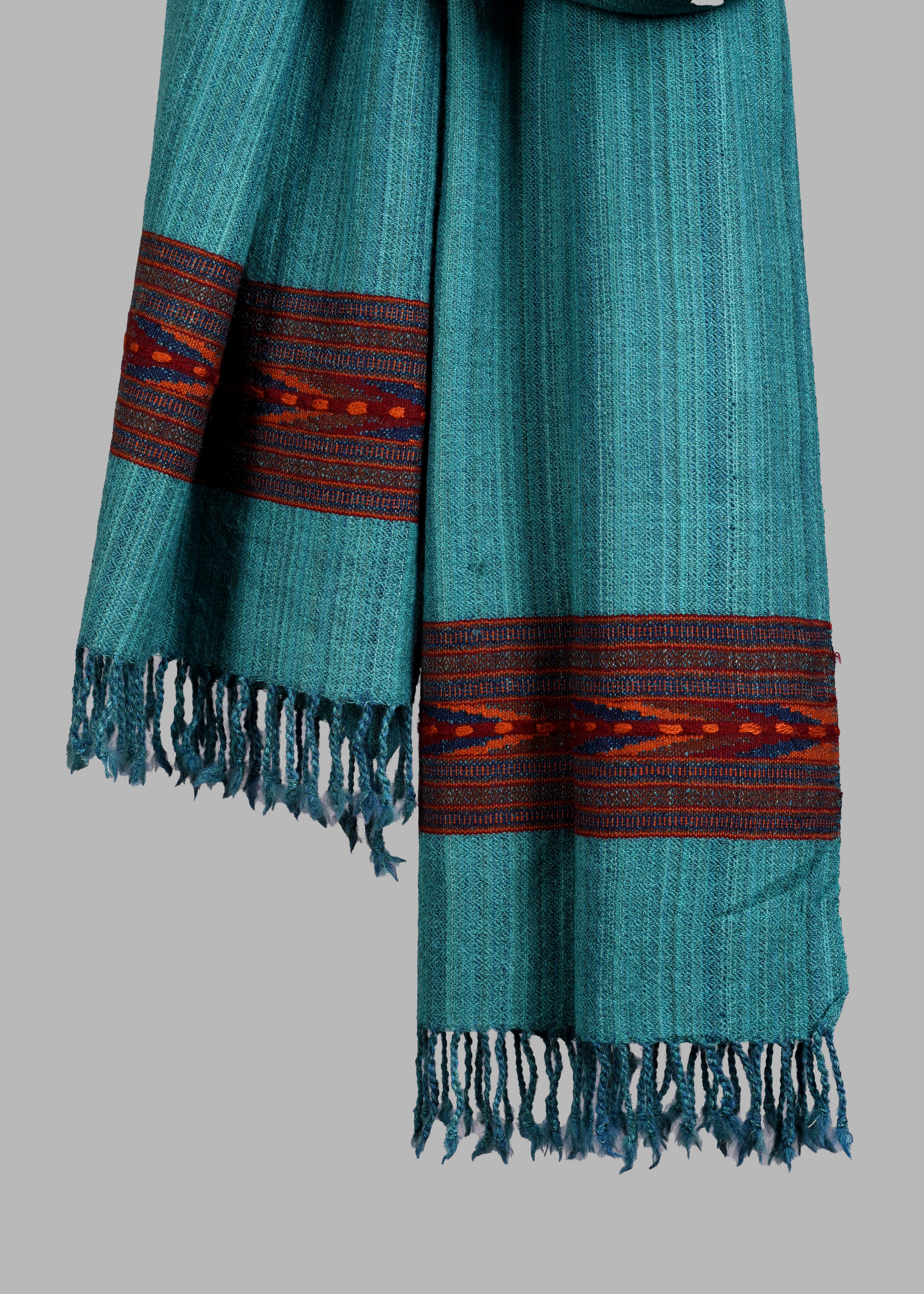 Kullu Handwoven Woollen Stole – Teal Tide