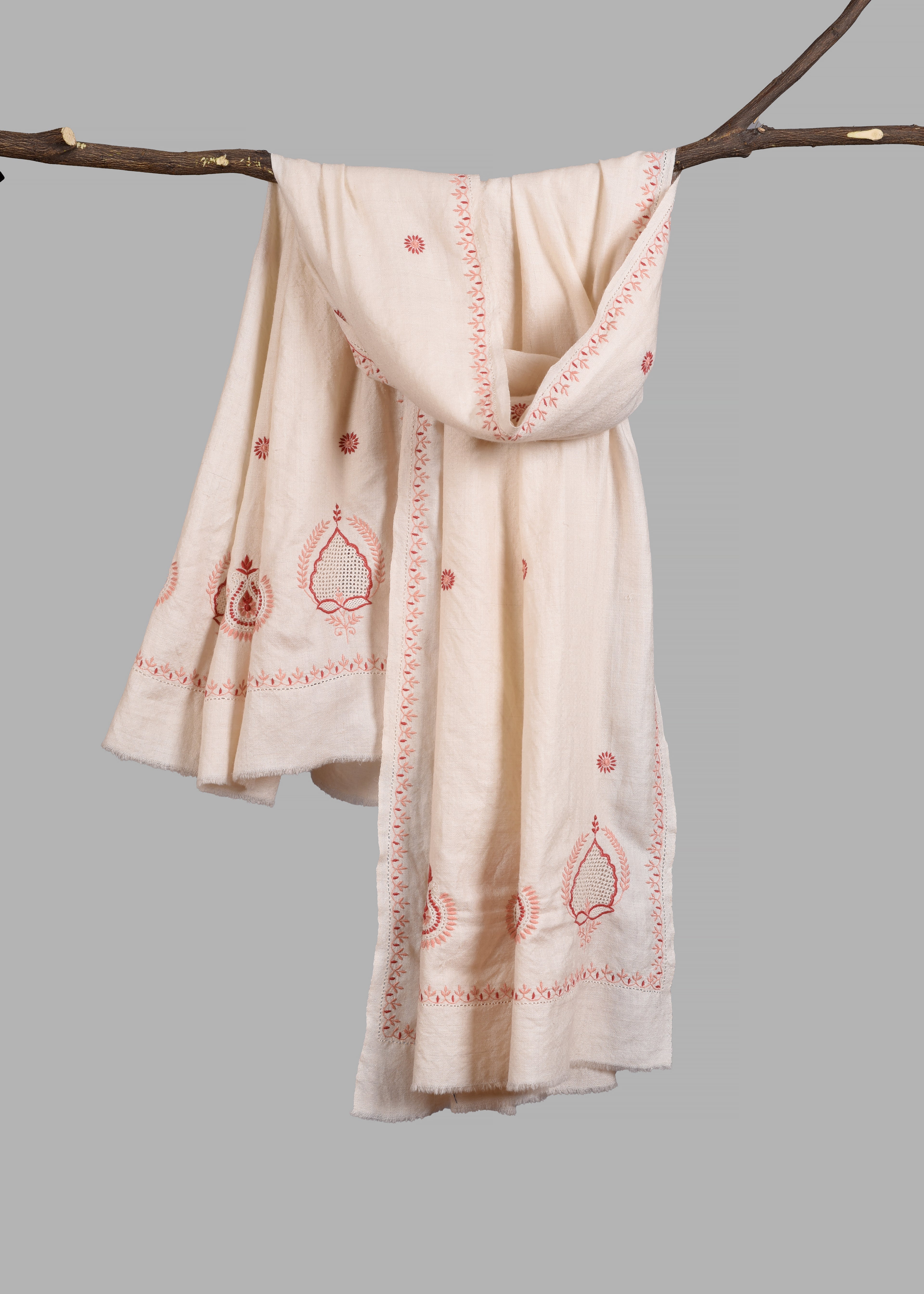 Handwoven & Handspun Pure Pashmina Shawl – Rose Jaal Garden