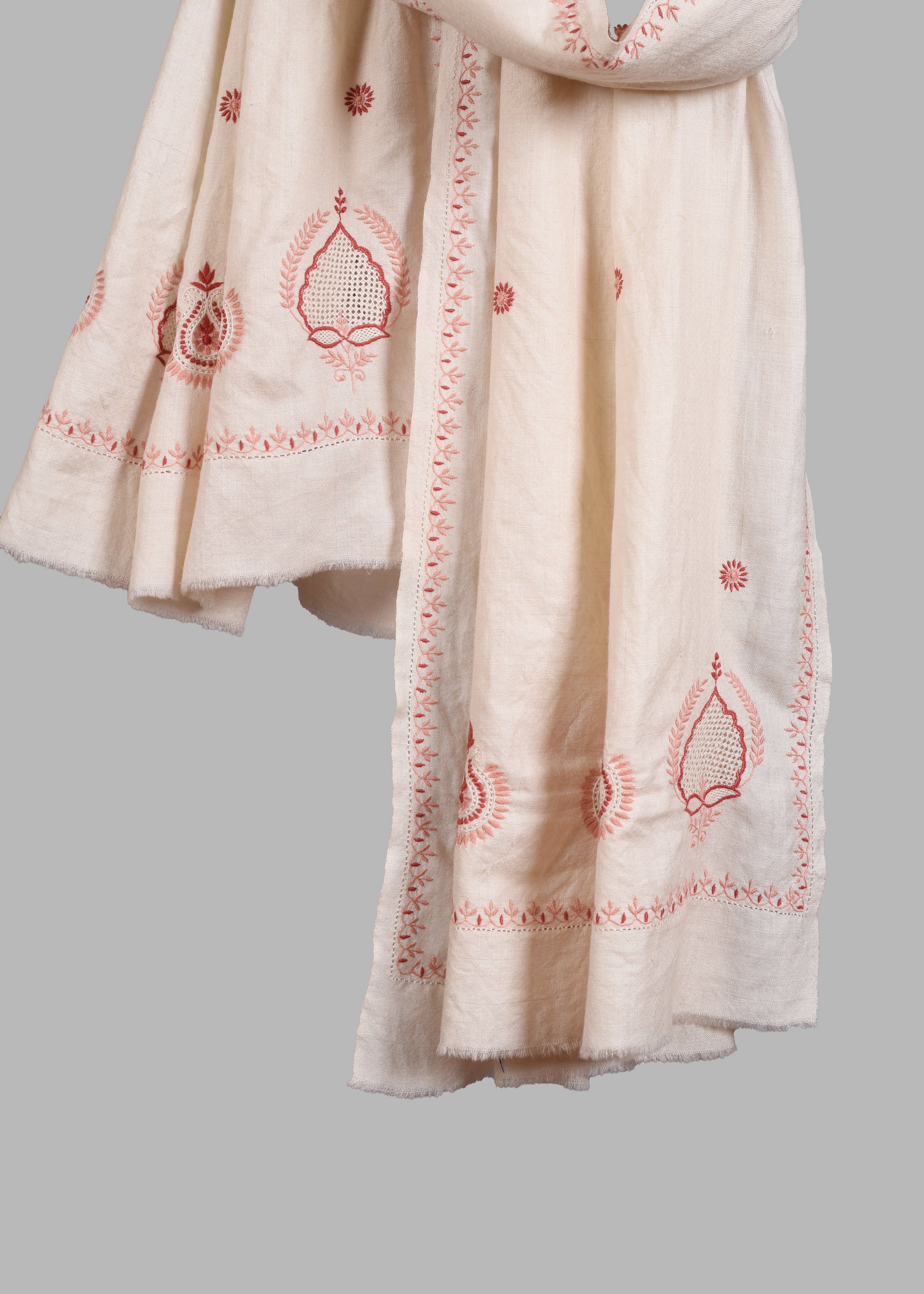 Handwoven & Handspun Pure Pashmina Shawl – Rose Jaal Garden