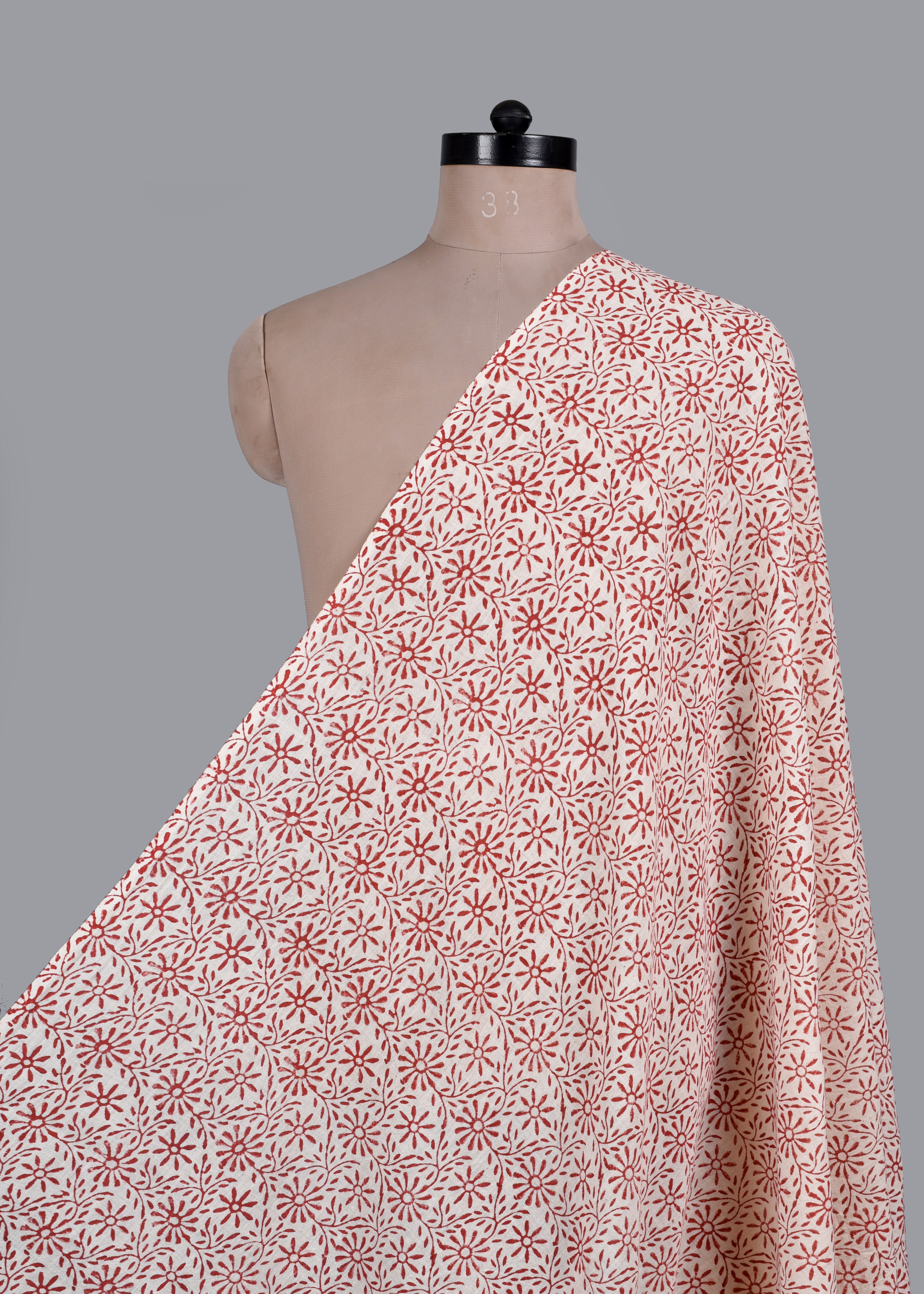 Terracotta Daisy Block Print