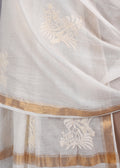 Chikankari Chanderi Dupatta: Ivory Crown