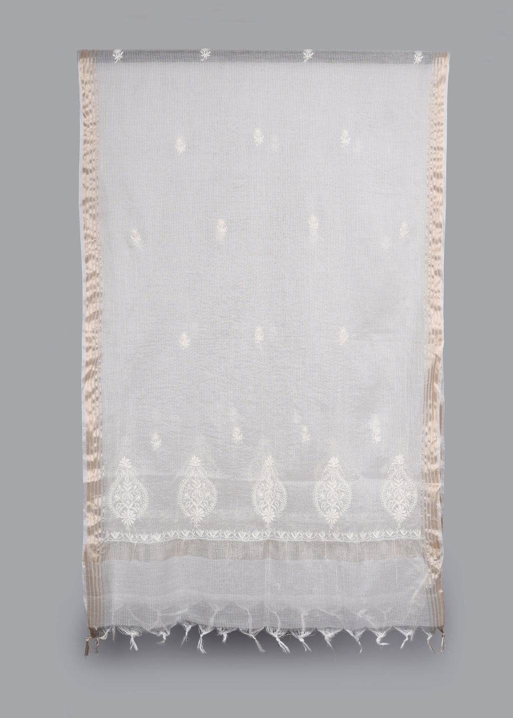 Chikankari Chanderi Dupatta: Royal Paisley