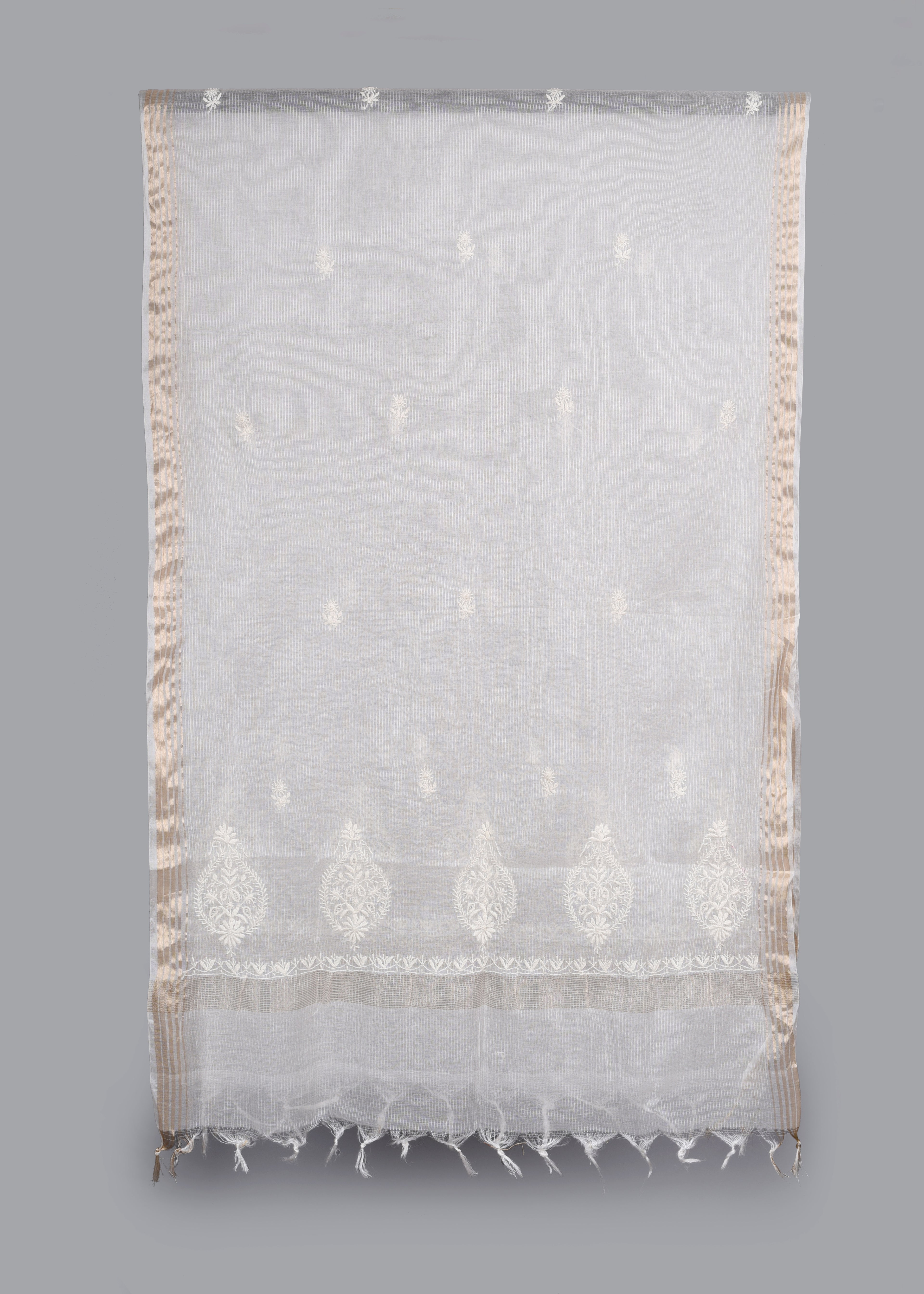 Chikankari Chanderi Dupatta: Royal Paisley