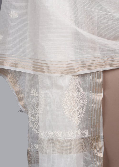 Chikankari Chanderi Dupatta: Royal Paisley