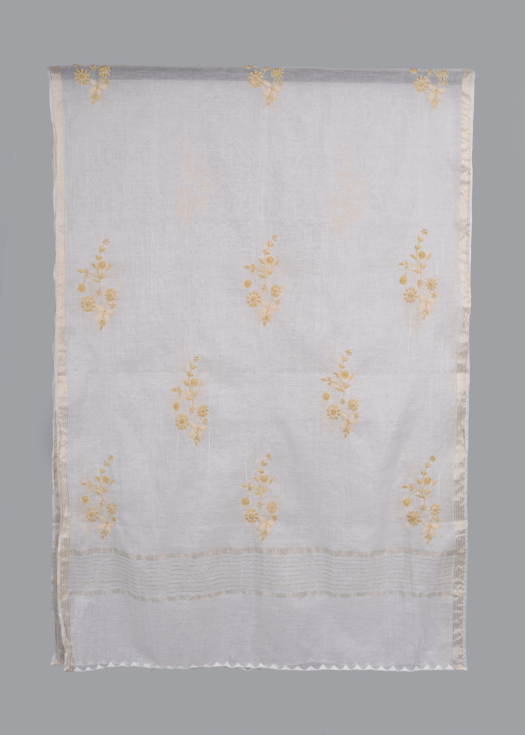 Chikankari Chanderi Dupatta: Golden Jasmine