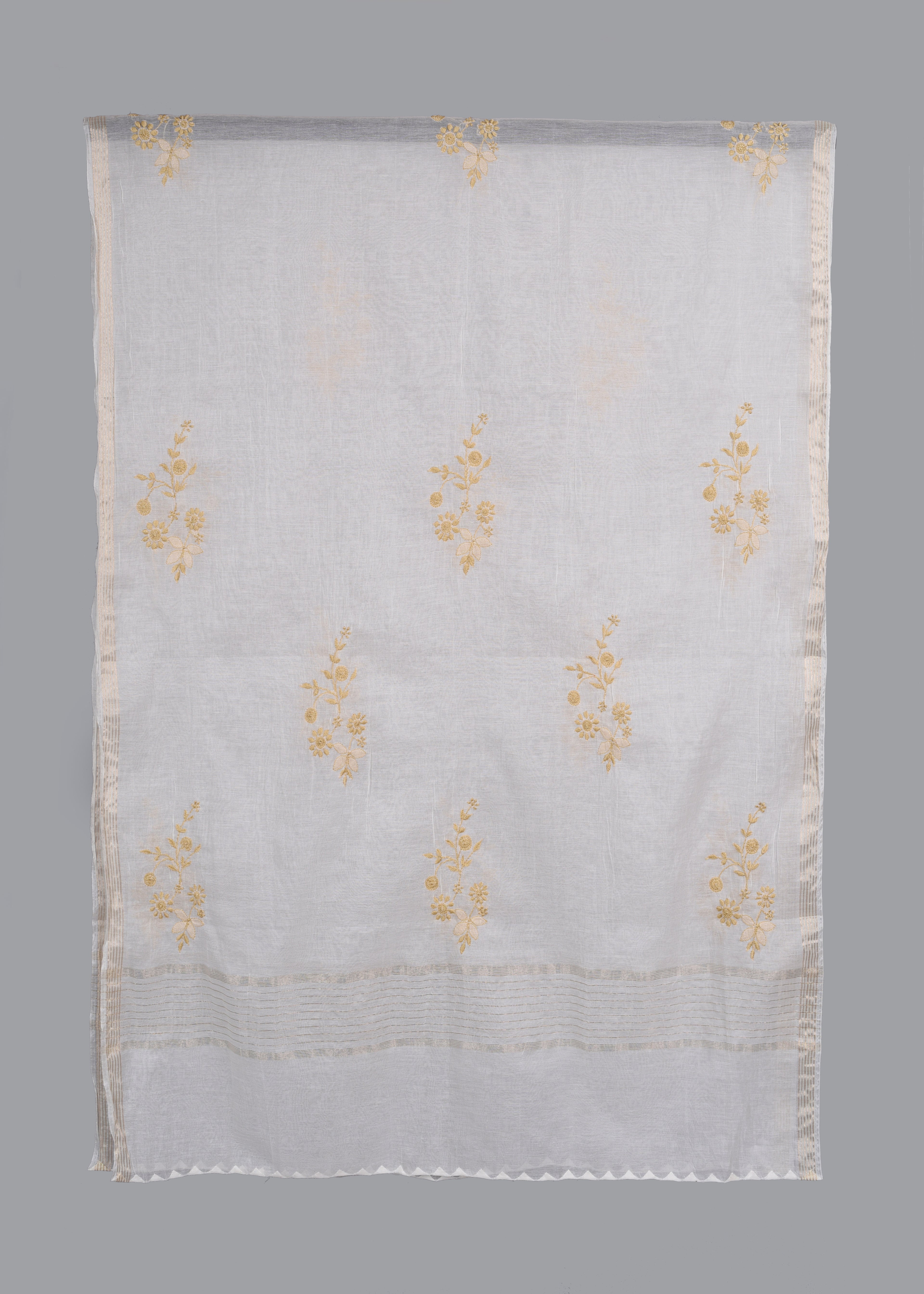 Chikankari Chanderi Dupatta: Golden Jasmine