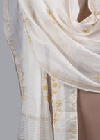Chikankari Chanderi Dupatta: Golden Jasmine