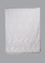 Chikankari Chanderi Dupatta: Ivory Blossom
