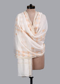 Chikankari Chanderi Dupatta: Peach Vine