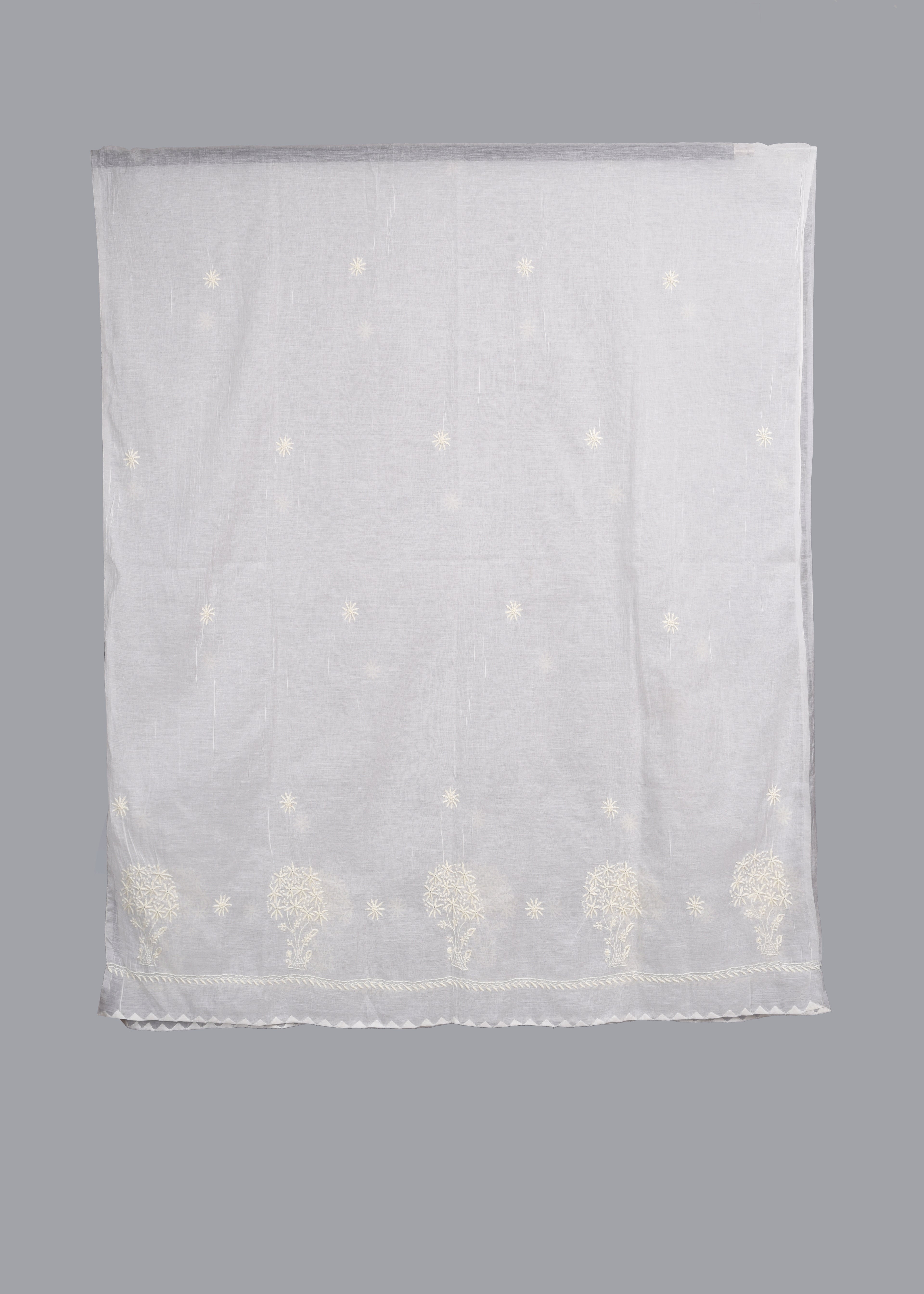 Chikankari Chanderi Dupatta: Pearl Bloom
